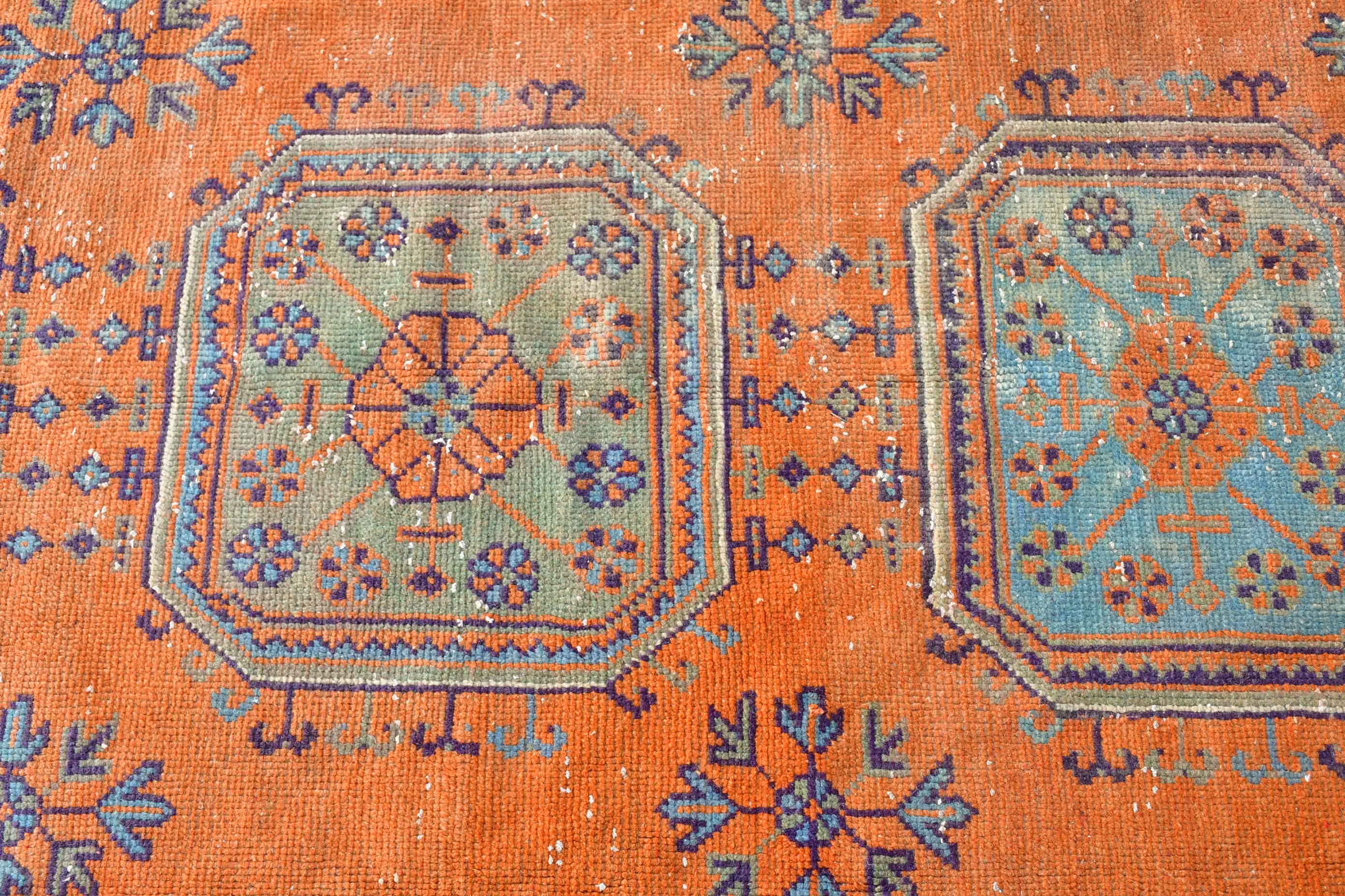 Turuncu Anadolu Halısı, Vintage Halılar, Çocuk Halısı, Göçebe Halısı, Yatak Odası Halıları, Türk Halısı, Ev Dekor Halısı, 3.1x7.7 ft Accent Halısı, Yün Halıları