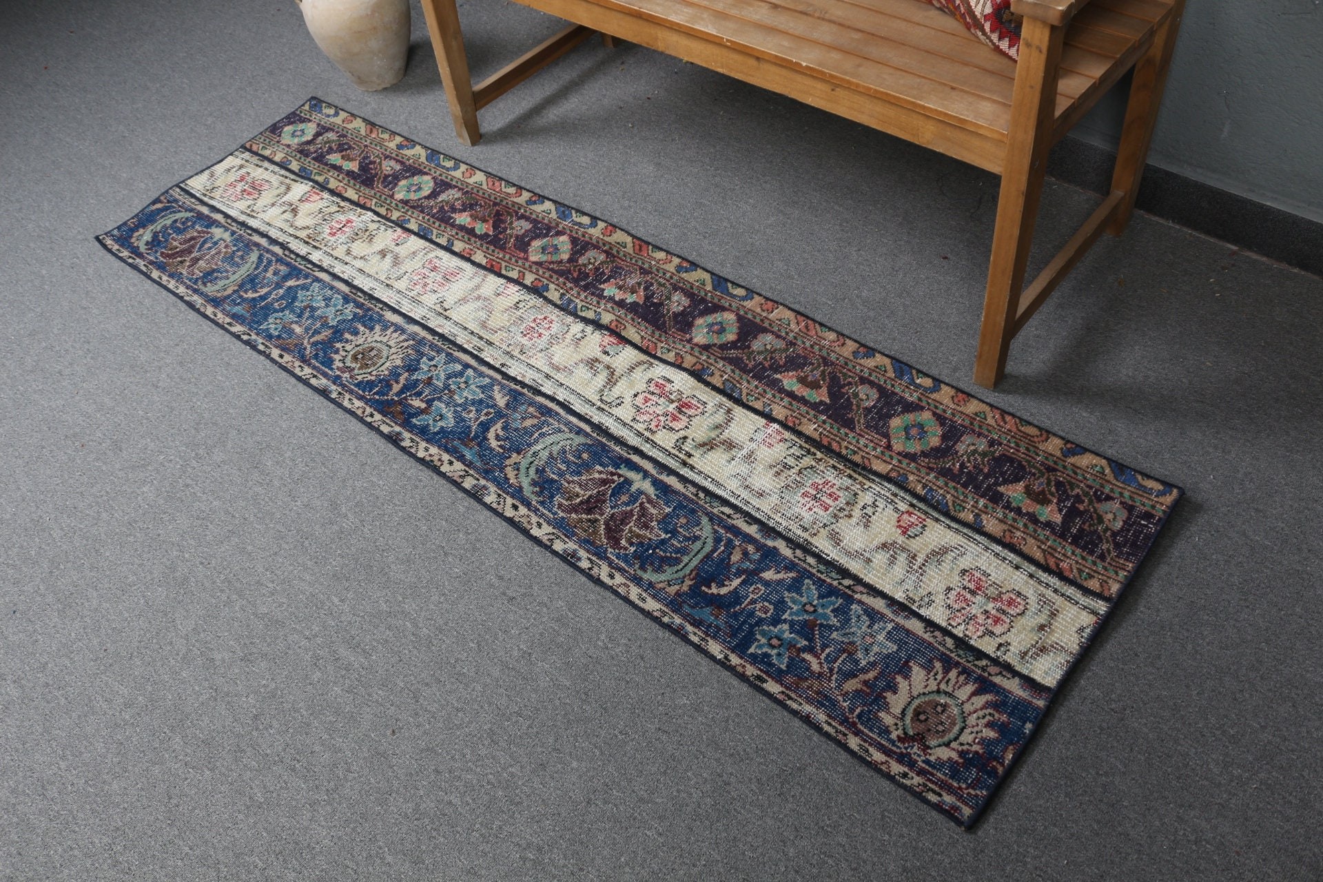 Rugs for Hallway, Corridor Rugs, Kitchen Rugs, Vintage Rug, Bedroom Rugs, Blue  1.9x6.5 ft Runner Rugs, Turkish Rug, Cool Rug