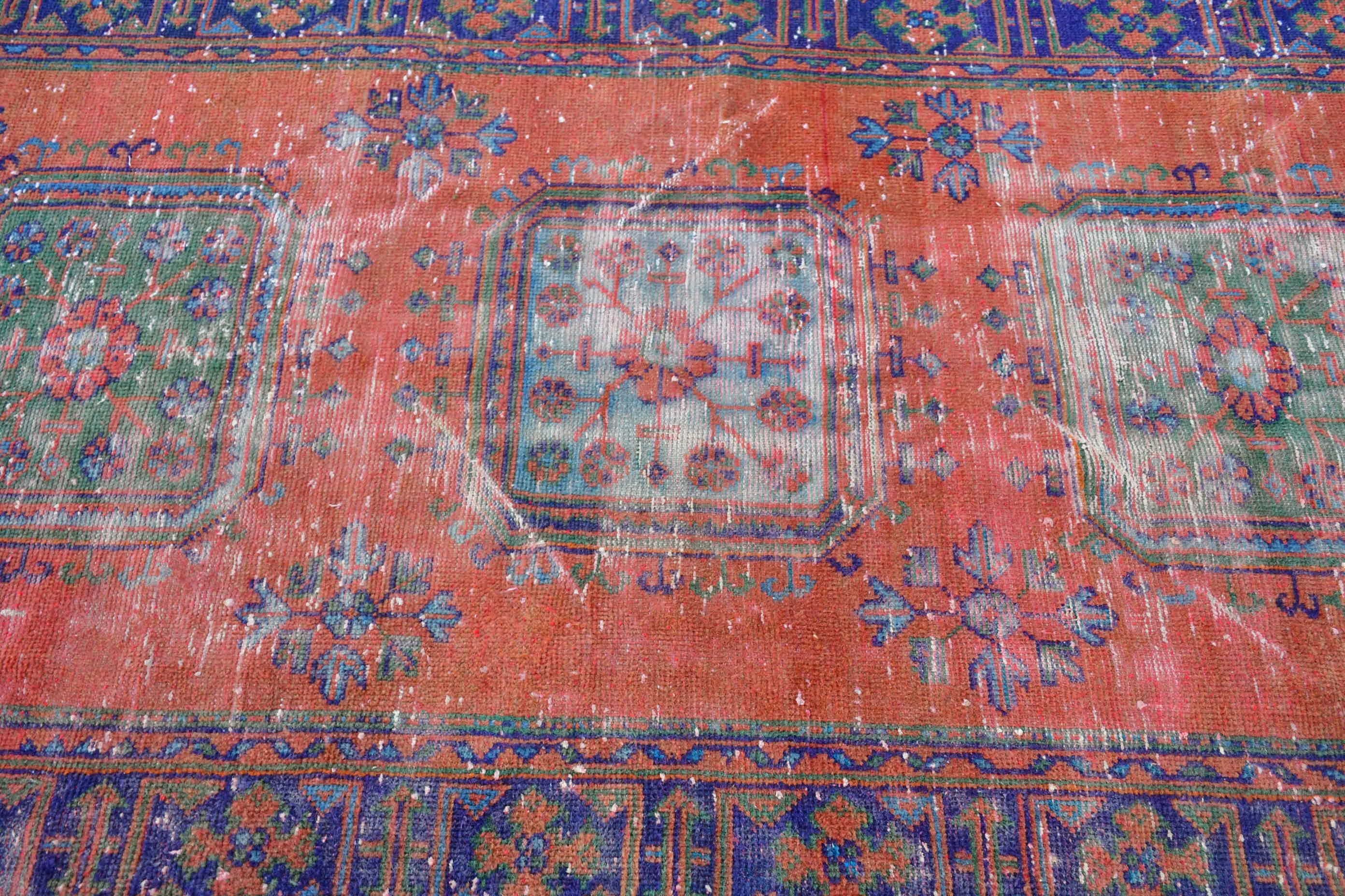 Hallway Rug, Muted Rug, Oushak Rugs, Turkish Rug, 4.2x11.8 ft Runner Rugs, Orange Bedroom Rugs, Rugs for Runner, Vintage Rug