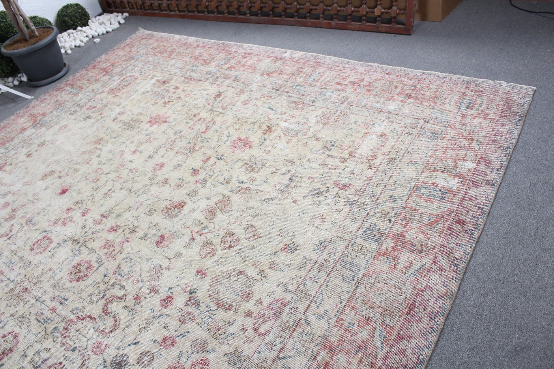 Dining Room Rug, Oriental Rug, 9.4x13.1 ft Oversize Rug, Vintage Rug, Turkish Rug, Living Room Rug, Beige Kitchen Rug