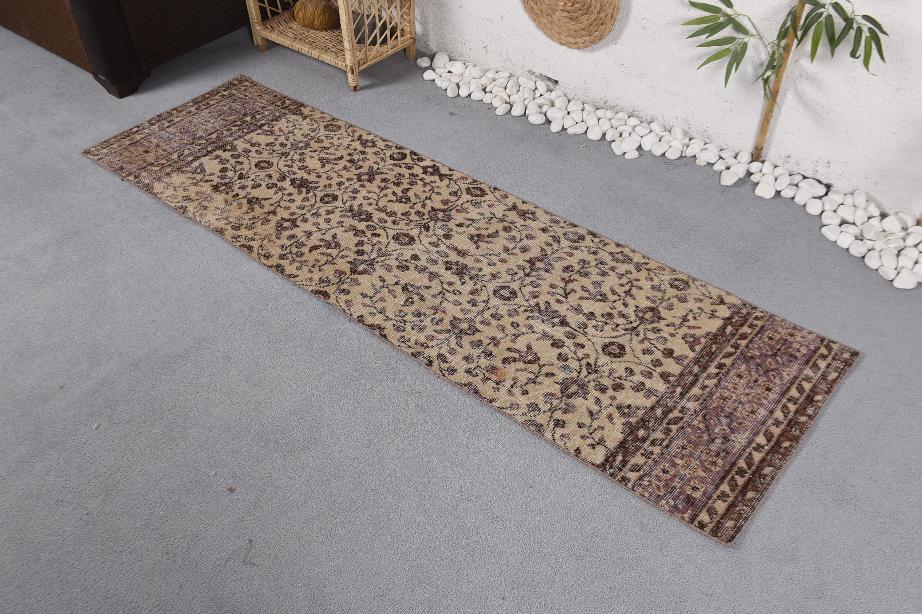 Anatolian Rug, Beige  2x6.8 ft Runner Rugs, Hallway Rug, Handwoven Rug, Turkish Rugs, Kitchen Rugs, Stair Rug, Vintage Rug