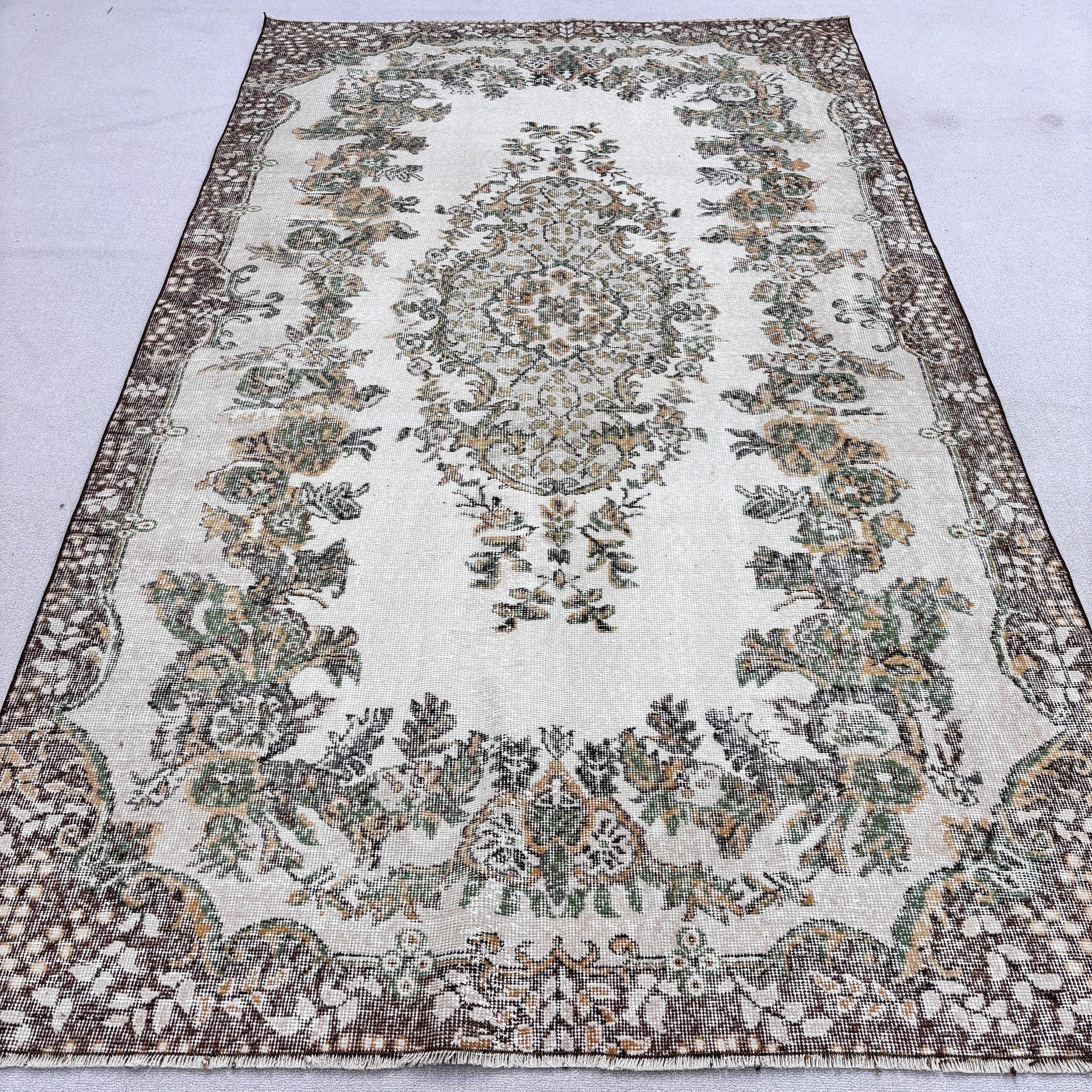 Kahverengi Antika Halı, Türk Halısı, Anadolu Halısı, 5.7x9.7 ft Büyük Halı, Büyük Vintage Halılar, Vintage Halı, Mutfak Halısı, Yemek Odası Halısı