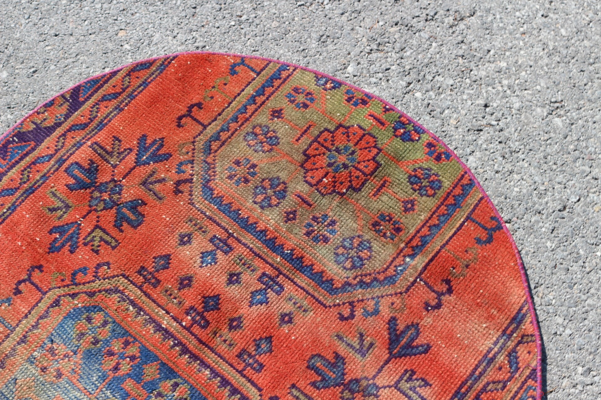 Vintage Halı, 3.3x3.3 ft Küçük Halı, Kırmızı Yatak Odası Halısı, Paspas Halıları, Türk Halısı, Pastel Halılar, Mutfak Halıları, Oushak Halısı, Çocuk Halıları