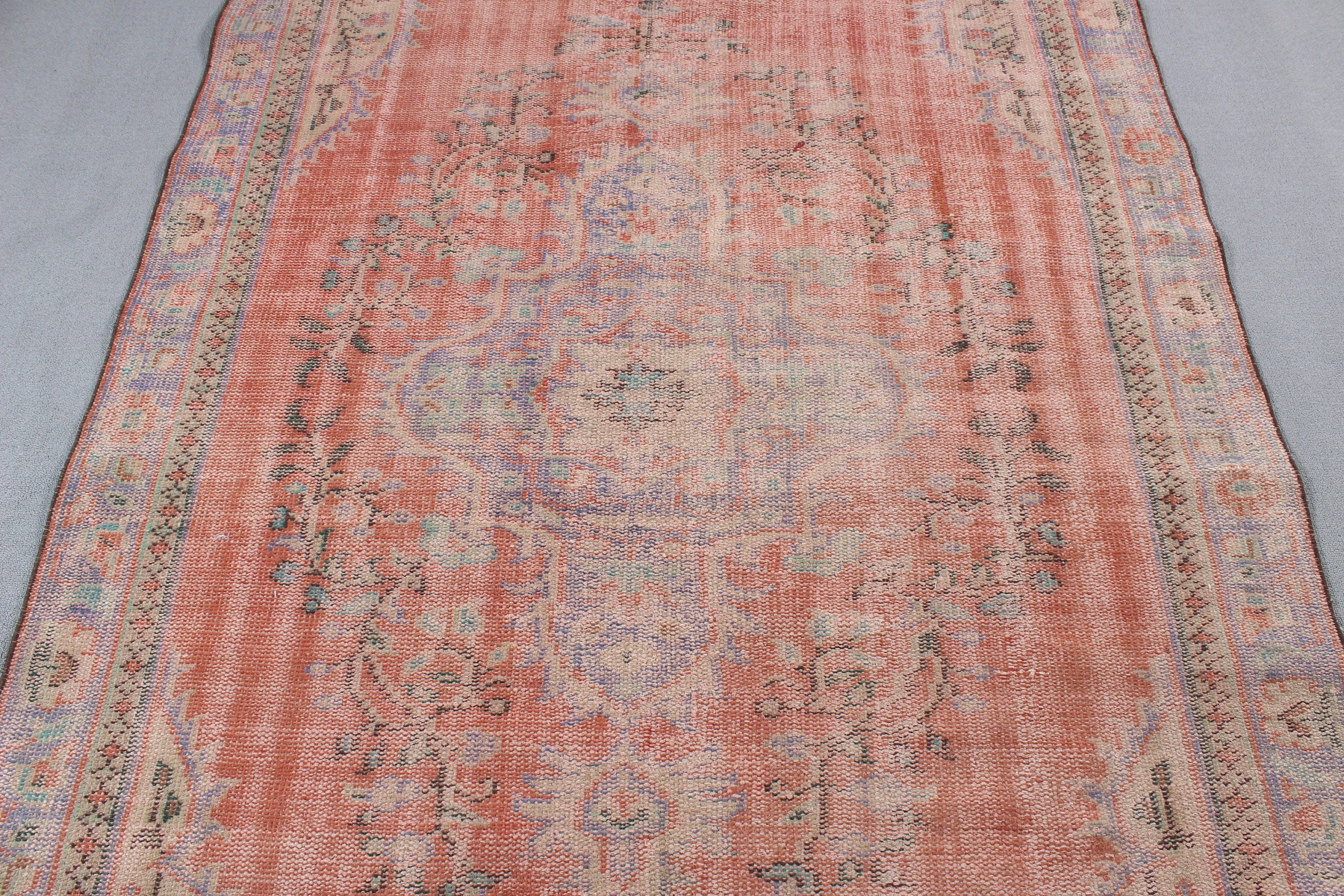 Kırmızı Boho Halılar, Büyük Oushak Halı, Türk Halısı, Geometrik Halı, Büyük Vintage Halı, Vintage Halılar, Modern Halılar, 5.2x8.6 ft Büyük Halılar