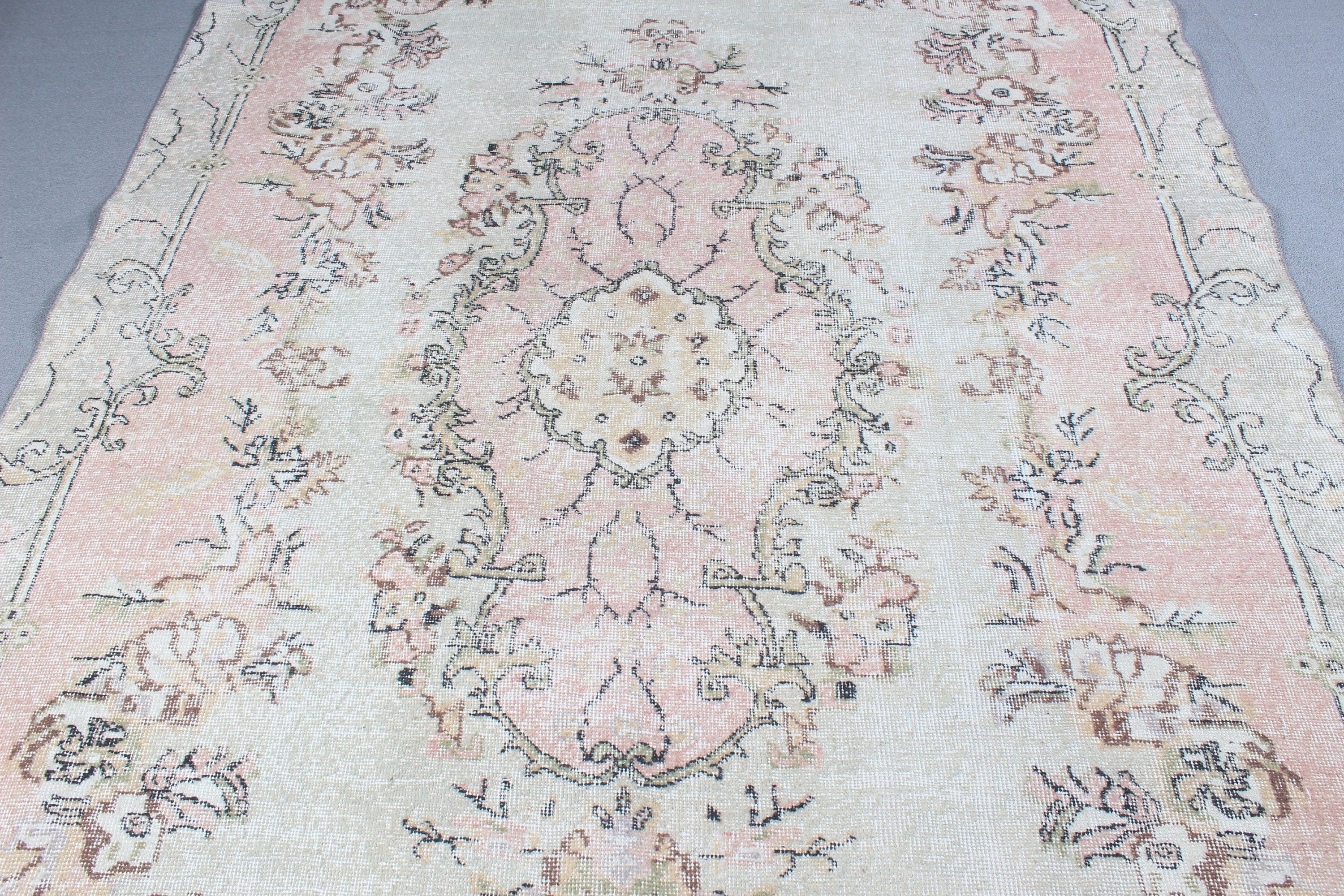 Bej Lüks Halı, Yatak Odası Halıları, 6.6x10.6 ft Büyük Halılar, Açıklama Halısı, Anadolu Halıları, Vintage Halılar, Türk Halısı, Büyük Vintage Halı