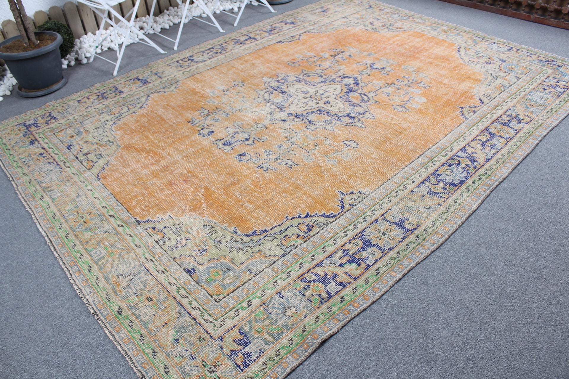 Saloon Rug, Orange Oushak Rug, Art Rug, Oriental Rug, Turkish Rug, Floor Rug, 7.5x10.4 ft Oversize Rug, Salon Rugs, Vintage Rug, Cute Rugs