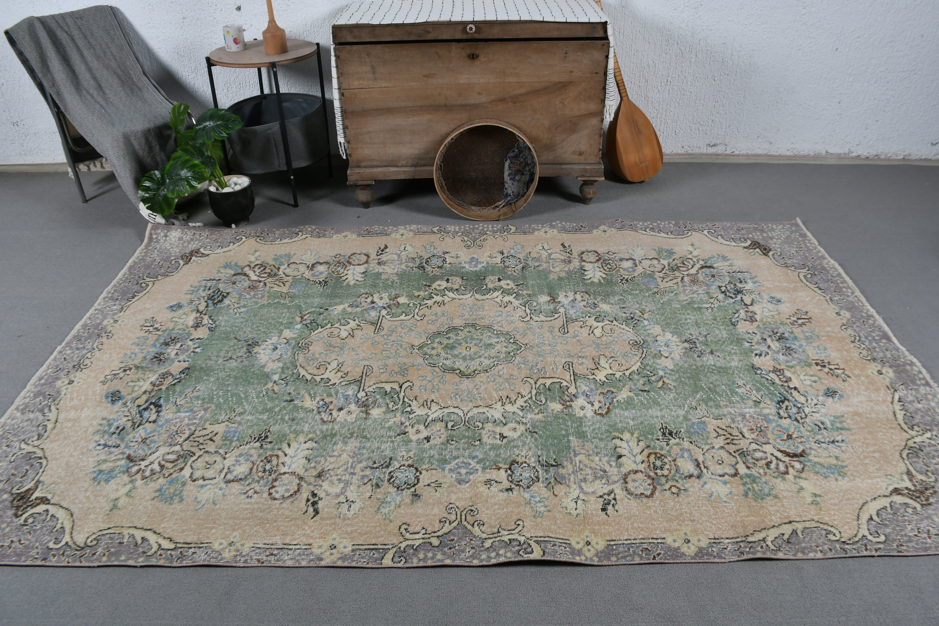 Green Home Decor Rugs, Turkish Rugs, Dining Room Rug, Living Room Rug, 5.2x8.5 ft Large Rugs, Moroccan Rug, Kitchen Rug, Vintage Rug