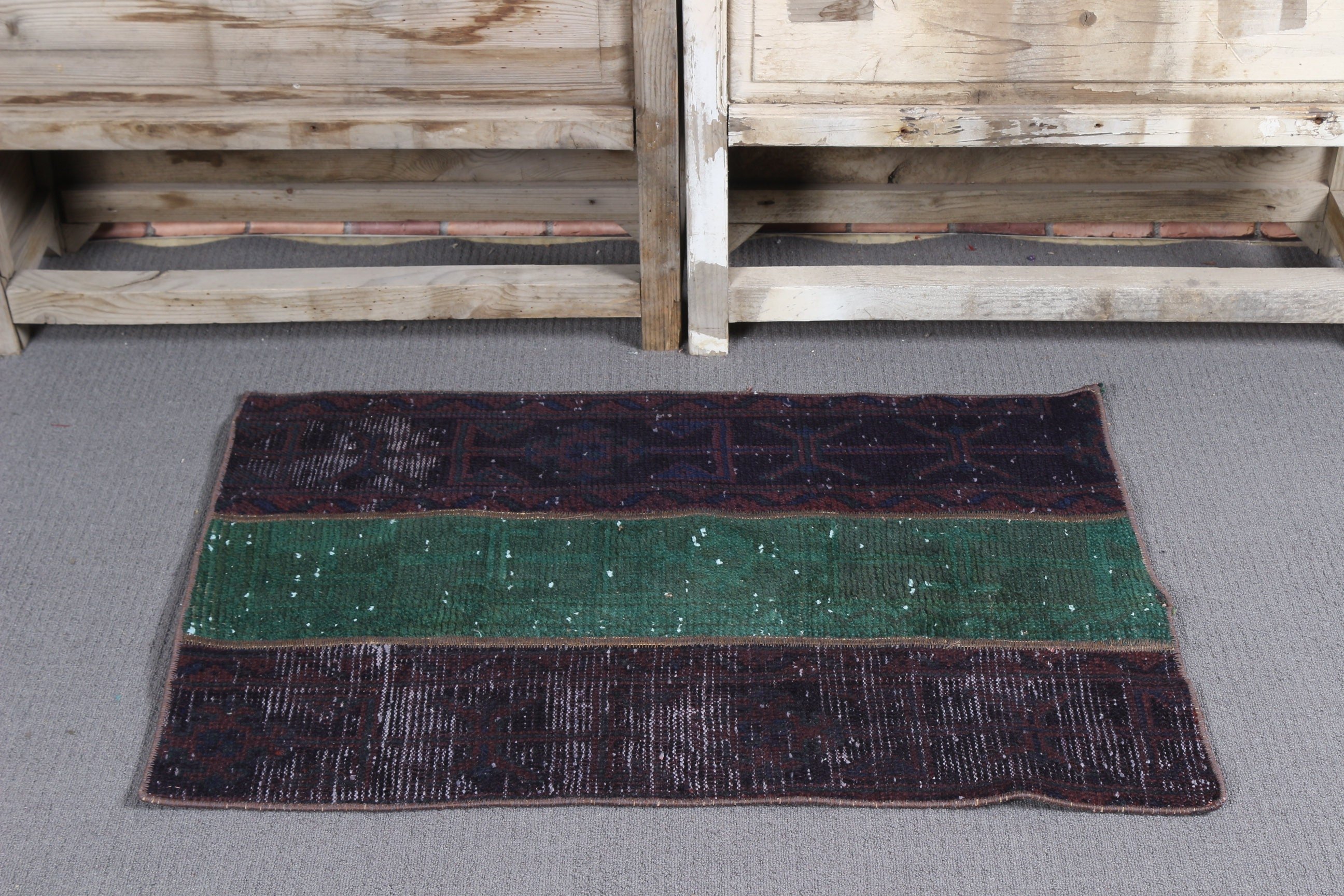 Green Kitchen Rug, Turkish Rug, Cool Rugs, Wall Hanging Rug, Vintage Rug, 2x3.1 ft Small Rugs, Bedroom Rug, Car Mat Rug, Rugs for Car Mat