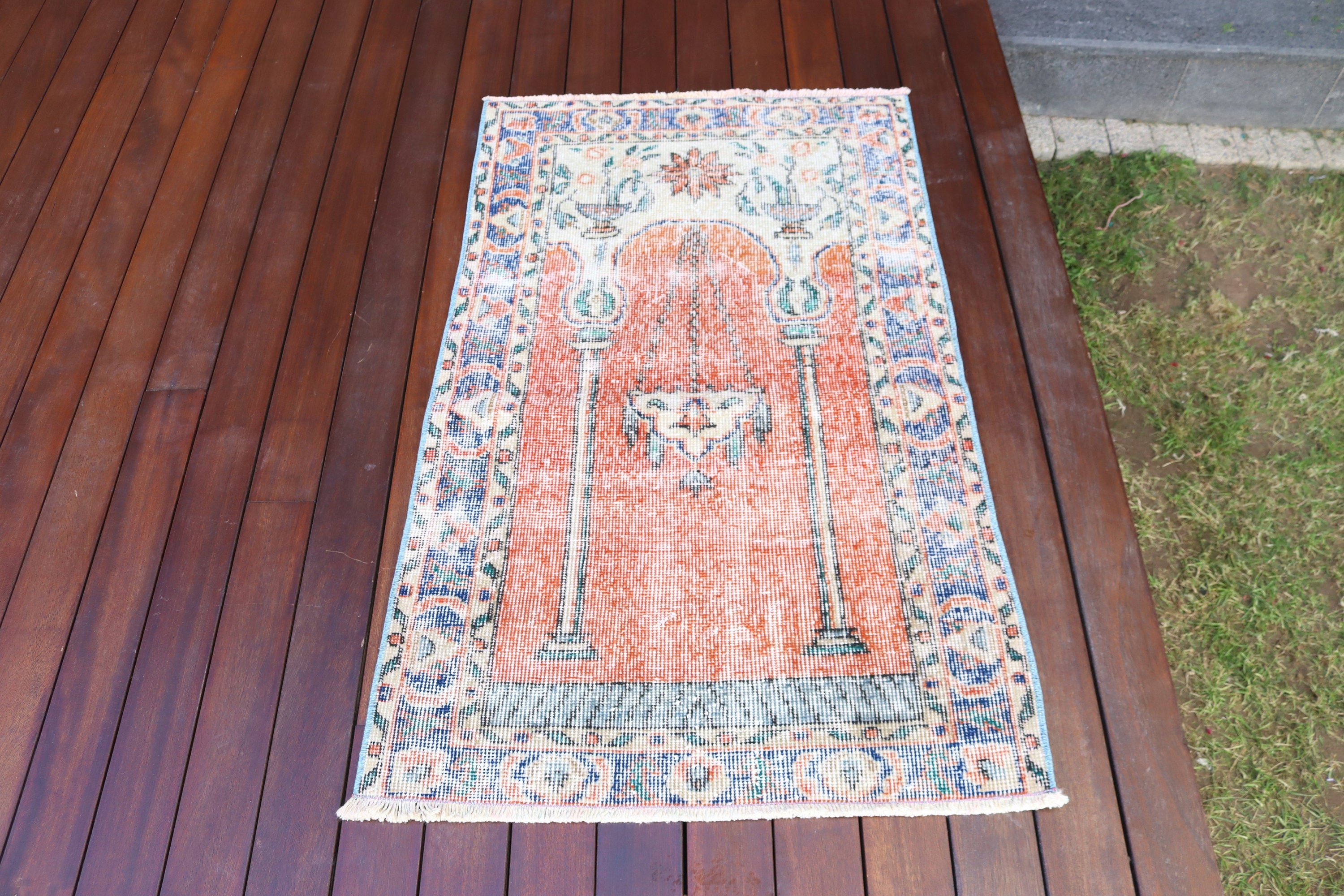 Vintage Rug, Bedroom Rug, Red Cool Rug, 2.4x3.8 ft Small Rug, Rugs for Door Mat, Bath Rugs, Turkish Rugs, Aztec Rug, Cool Rugs, Neutral Rug