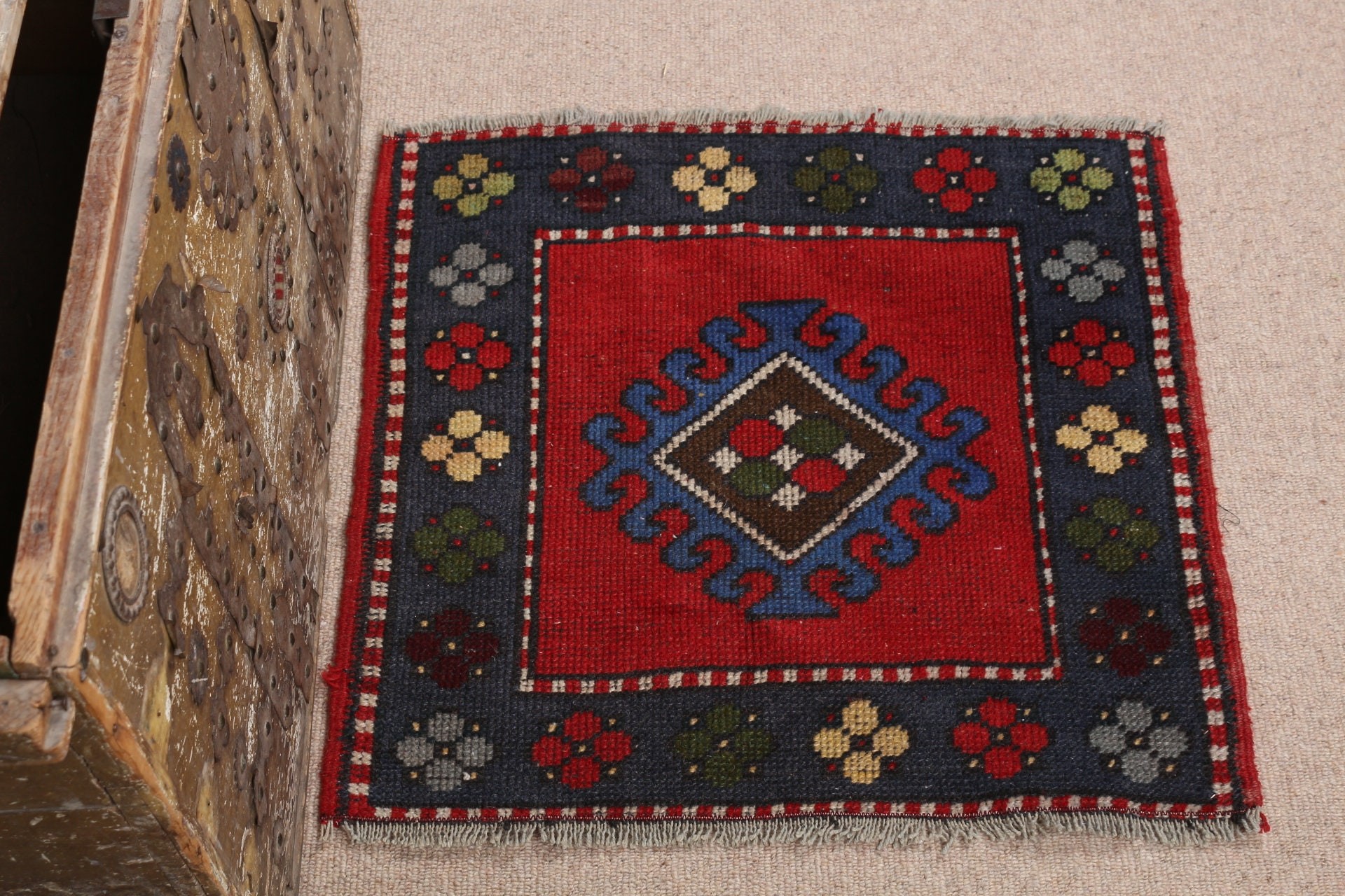 Vintage Halı, Yatak Odası Halıları, Banyo Halısı, Türk Halıları, Giriş Halıları, Boho Halıları, 2x1,9 ft Küçük Halılar, Fas Halısı, Havalı Halı, Mavi Yer Halısı