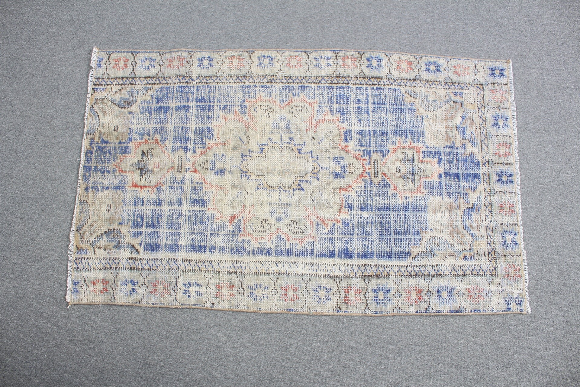 Bath Rug, Turkish Rugs, Rugs for Nursery, Vintage Rug, Entry Rug, Oushak Rug, Blue Bedroom Rug, Tribal Rug, 2.7x4.6 ft Small Rug, Floor Rug