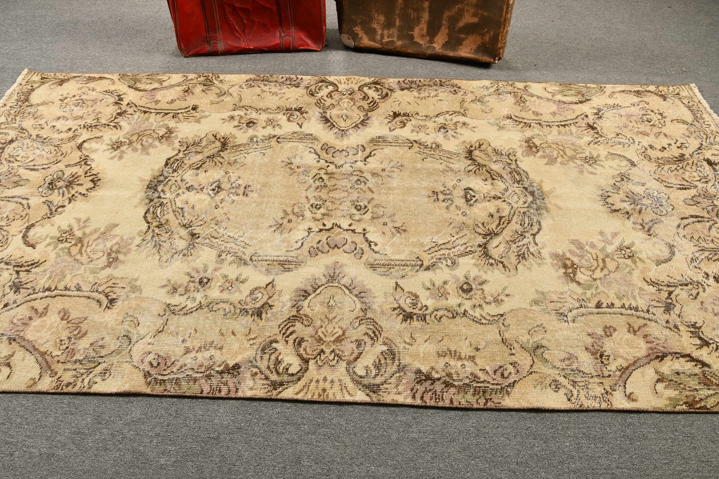 Rugs for Salon, Wool Rug, Salon Rugs, Beige  4.7x9.2 ft Large Rug, Floor Rug, Living Room Rugs, Vintage Rug, Turkish Rugs