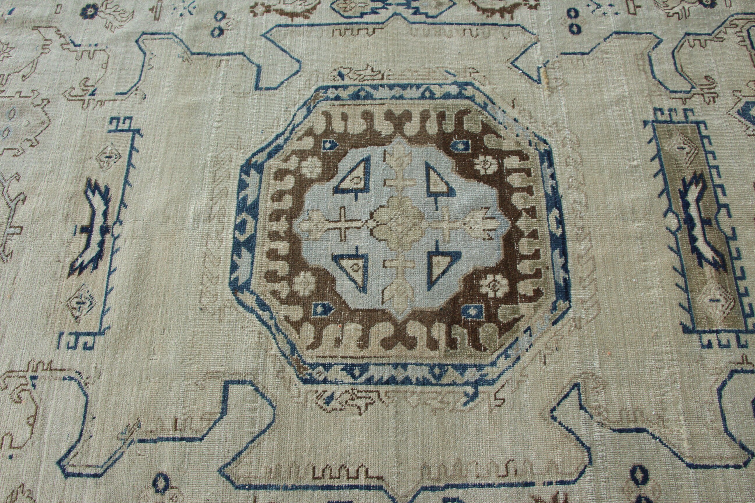 Boho Halı, Bej Yün Halı, Anadolu Halısı, Oturma Odası Halısı, Türk Halısı, Açıklama Halıları, 6.2x9.8 ft Büyük Halı, Vintage Halı, Büyük Oushak Halıları