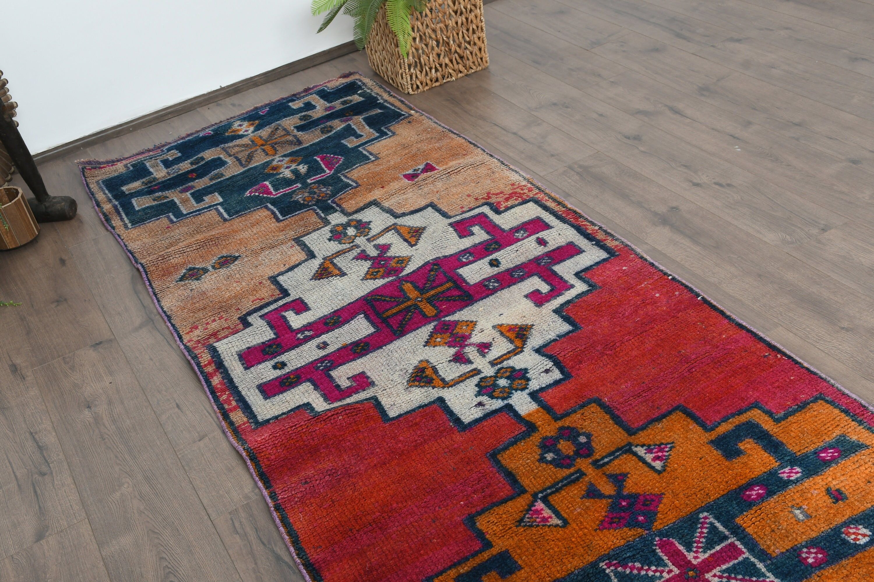 Bedroom Rug, Vintage Rug, Turkish Rugs, Red Oushak Rugs, Stair Rug, Rugs for Hallway, Cool Rug, 3.3x11.7 ft Runner Rug, Hallway Rug