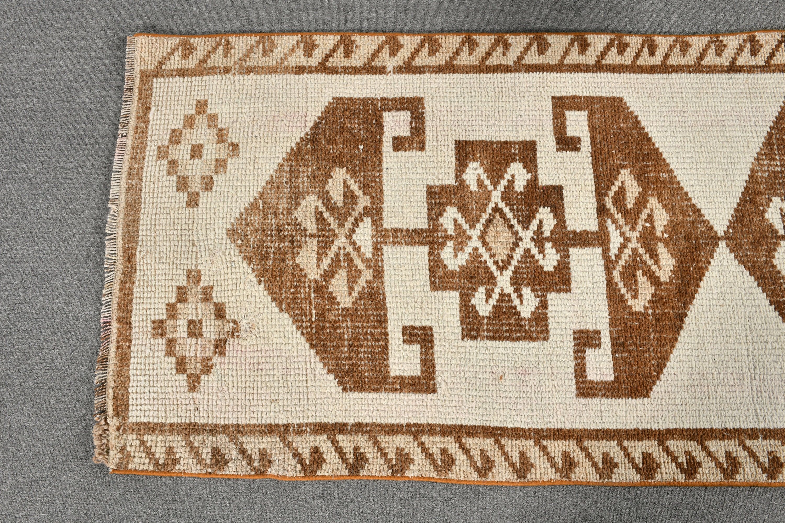 2.8x9.6 ft Runner Halı, Boho Halılar, Runner Halıları, Beyaz Oryantal Halı, Fas Halısı, Koridor Halısı, Vintage Halılar, Türk Halıları