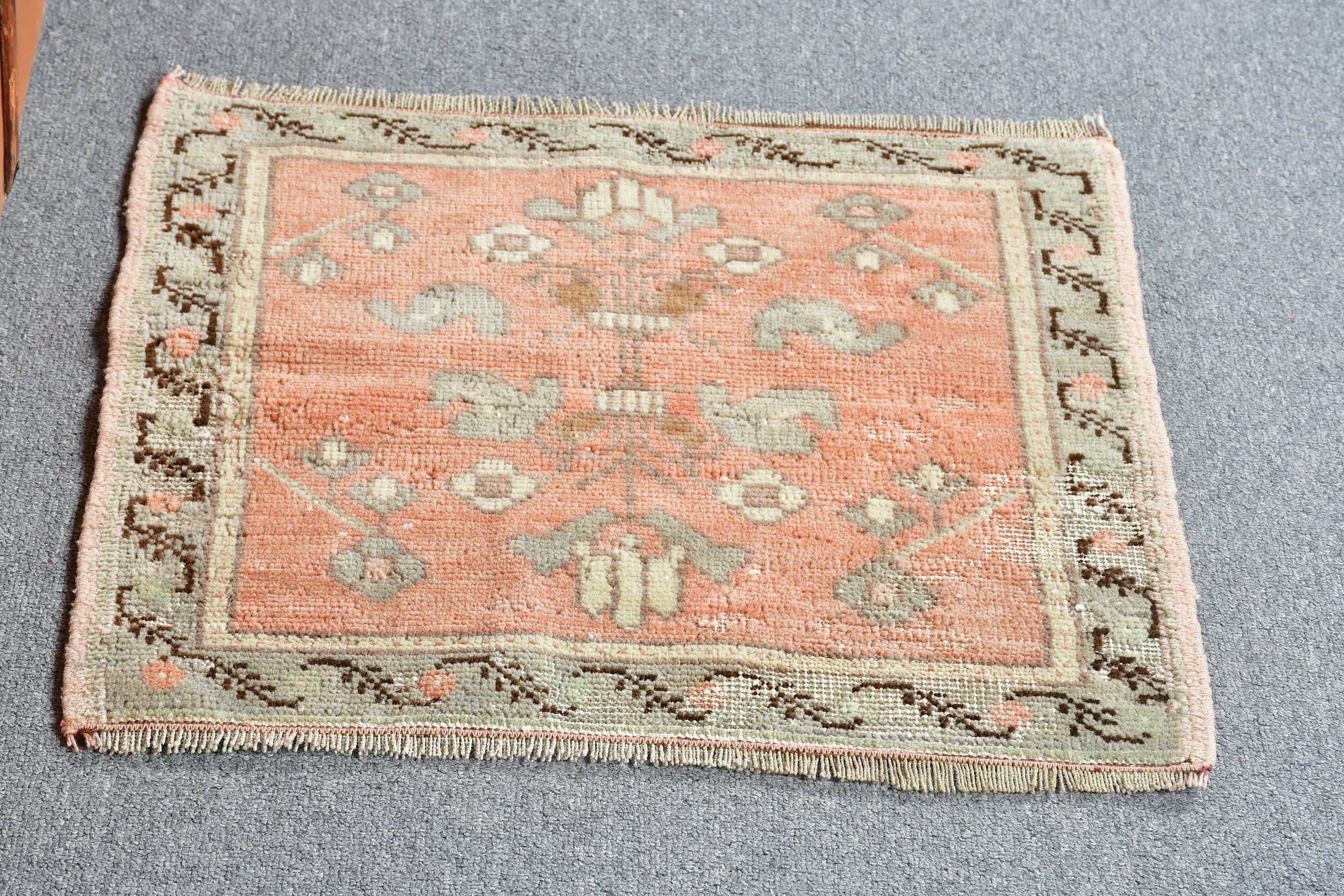 Kahverengi Oushak Halılar, Antika Halılar, Vintage Halılar, Mutfak Halısı, Türk Halısı, Çocuk Halısı, Banyo Halıları, Yatak Odası Halısı, 1,7x1,8 ft Küçük Halı