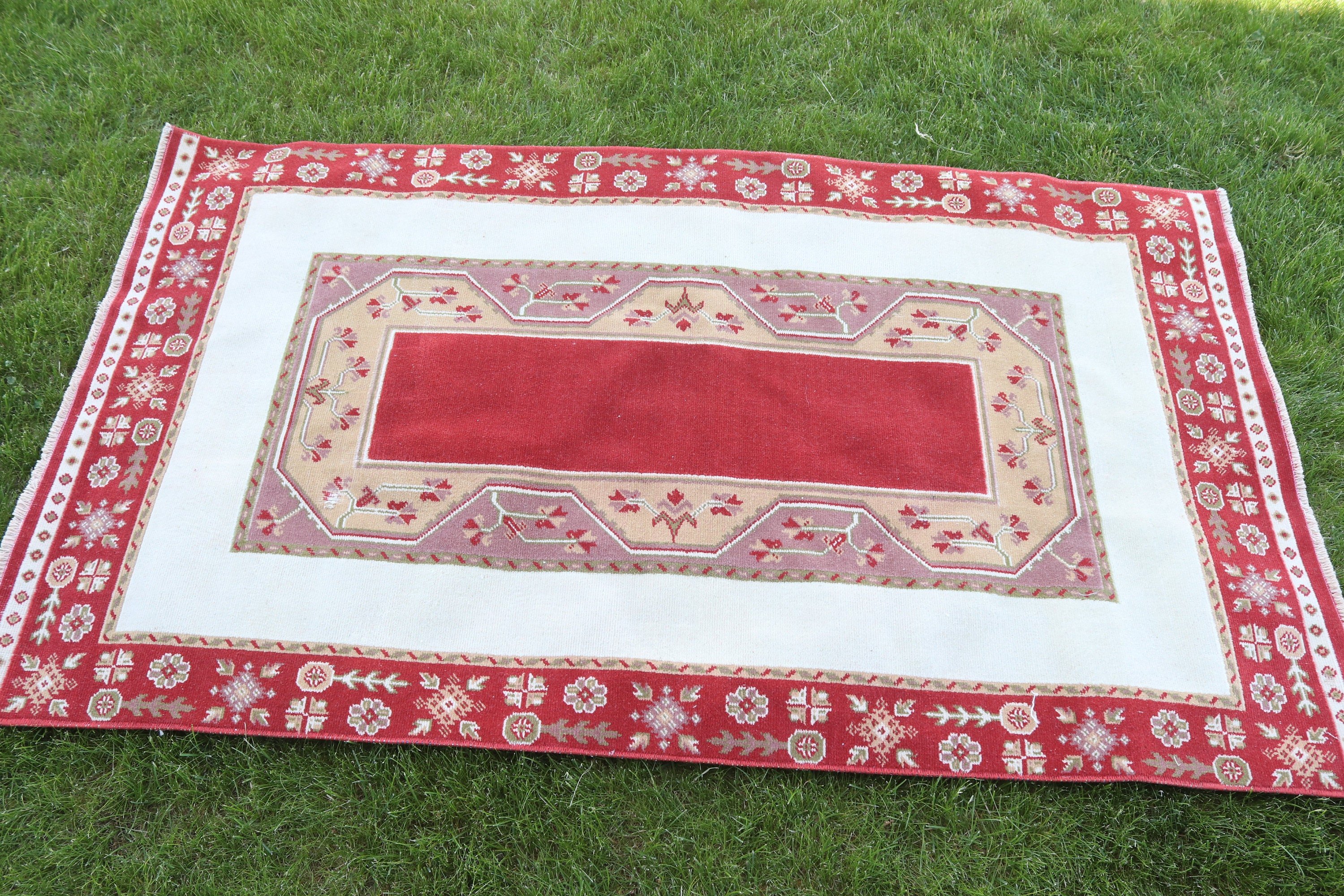 Çocuk Halıları, Yün Halılar, Türk Halıları, 3,2x5,5 ft Vurgulu Halılar, Kırmızı Oryantal Halılar, Nötr Halı, Boho Vurgulu Halılar, Vintage Halı