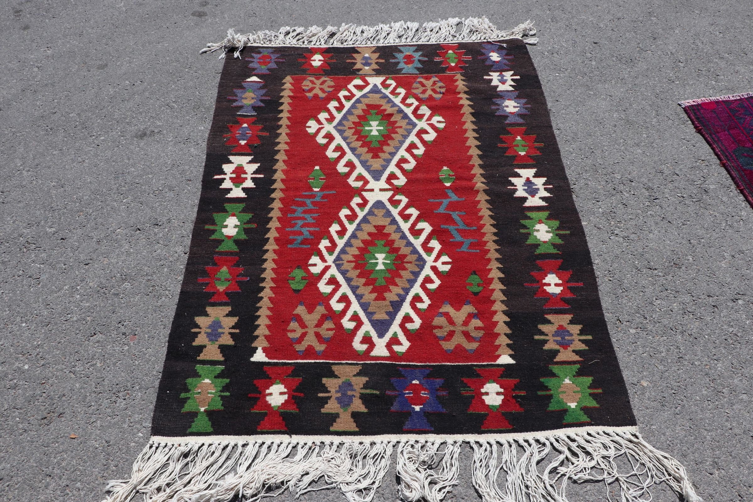 Oriental Rugs, Red Antique Rug, Vintage Rug, Turkish Rugs, Bedroom Rug, Kilim, Kitchen Rug, Floor Rug, Wool Rugs, 3.4x4.6 ft Accent Rug