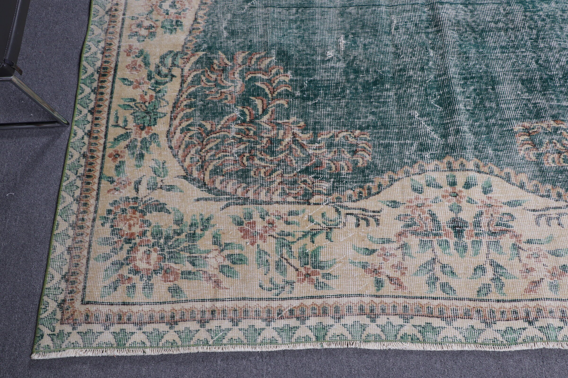 Oturma Odası Halıları, Boho Halısı, Yeşil Zemin Halısı, Yün Halısı, Salon Halıları, Vintage Halı, Havalı Halı, Salon Halısı, 6,7x10,2 ft Büyük Halı, Türk Halısı