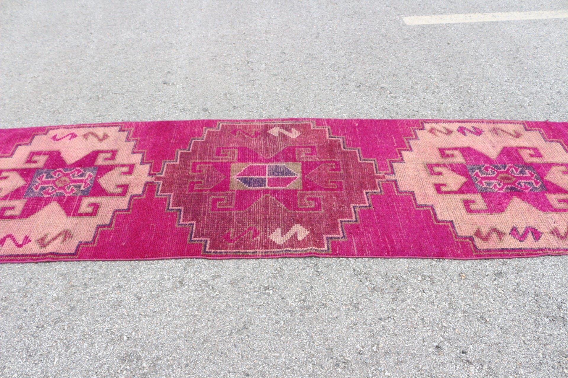 Türk Halısı, Mutfak Halısı, Sessiz Halılar, Pembe 2.8x10.5 ft Runner Halısı, Vintage Halılar, Merdiven Halısı, Anadolu Halısı