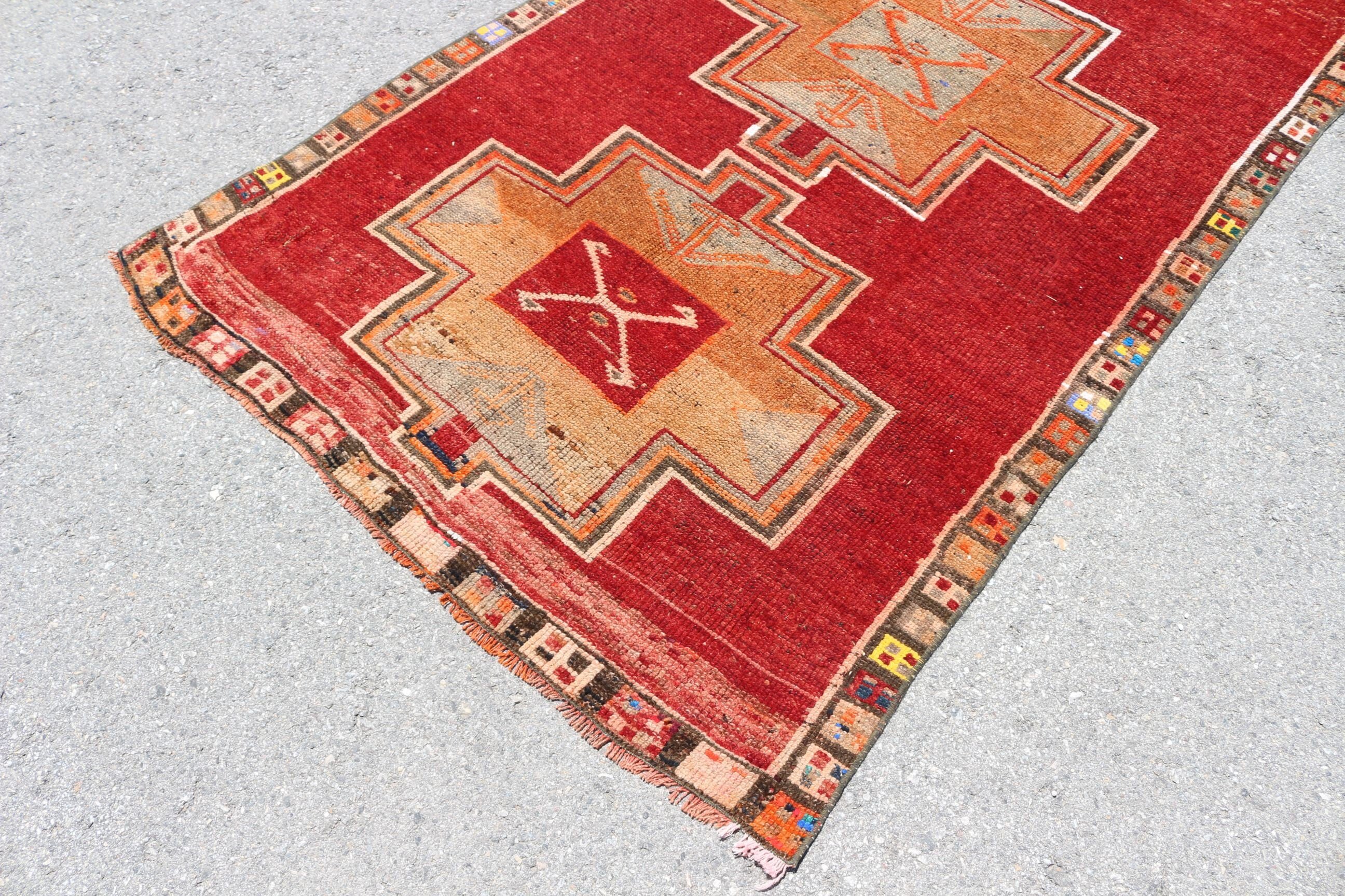 Turkish Rug, Vintage Rug, Boho Area Rug Rugs, Bedroom Rugs, Cool Rugs, Red Oushak Rugs, 4.2x7.9 ft Area Rug, Rugs for Area, Moroccan Rug