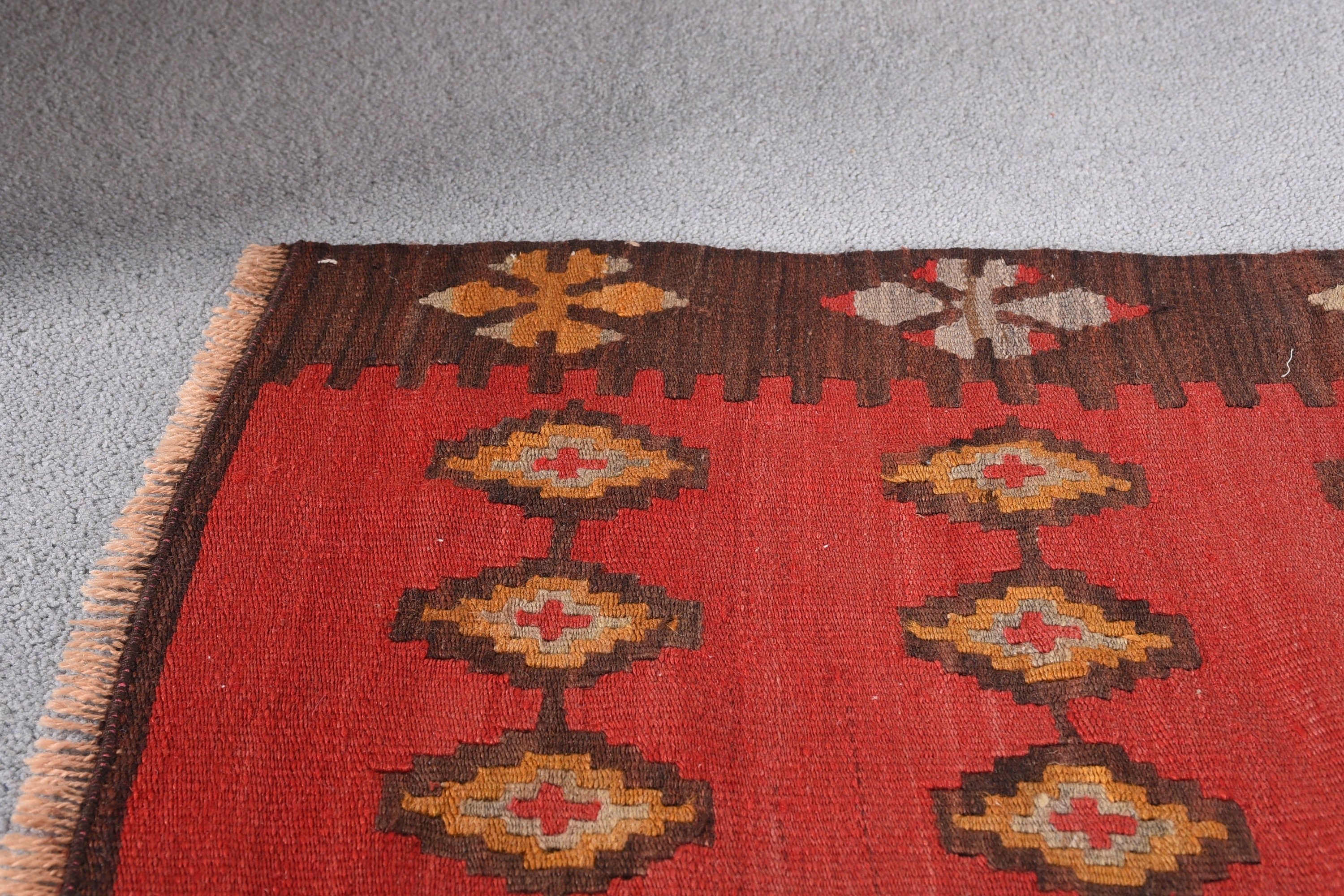 Red Cool Rugs, Turkish Rugs, Kilim, Bath Rug, Vintage Rug, Entry Rugs, 1.6x2.9 ft Small Rug, Antique Rug, Oriental Rug, Rugs for Bathroom