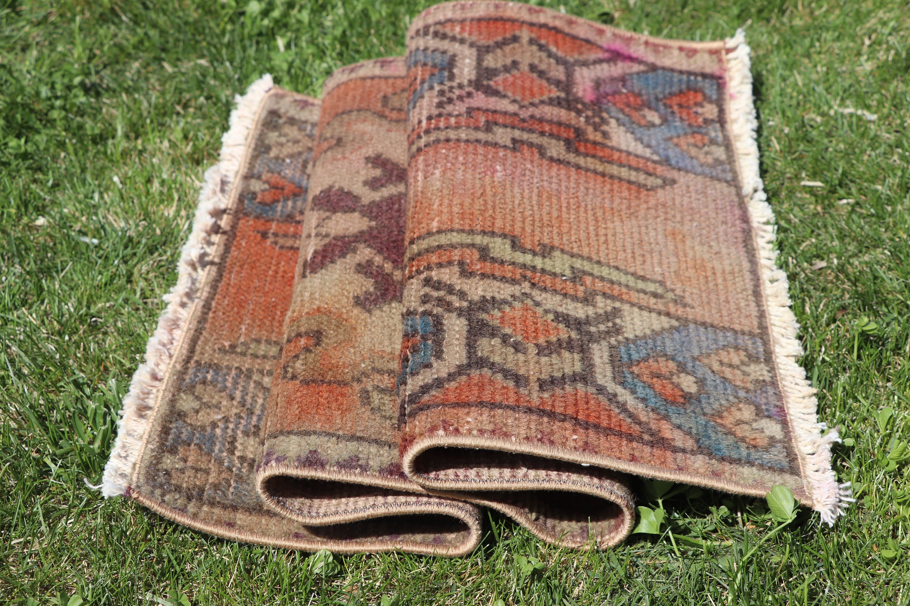 Cool Rugs, Kitchen Rugs, Bathroom Rug, Rugs for Bedroom, Vintage Rugs, Turkish Rug, Luxury Rugs, 1.5x3 ft Small Rug, Orange Handwoven Rug