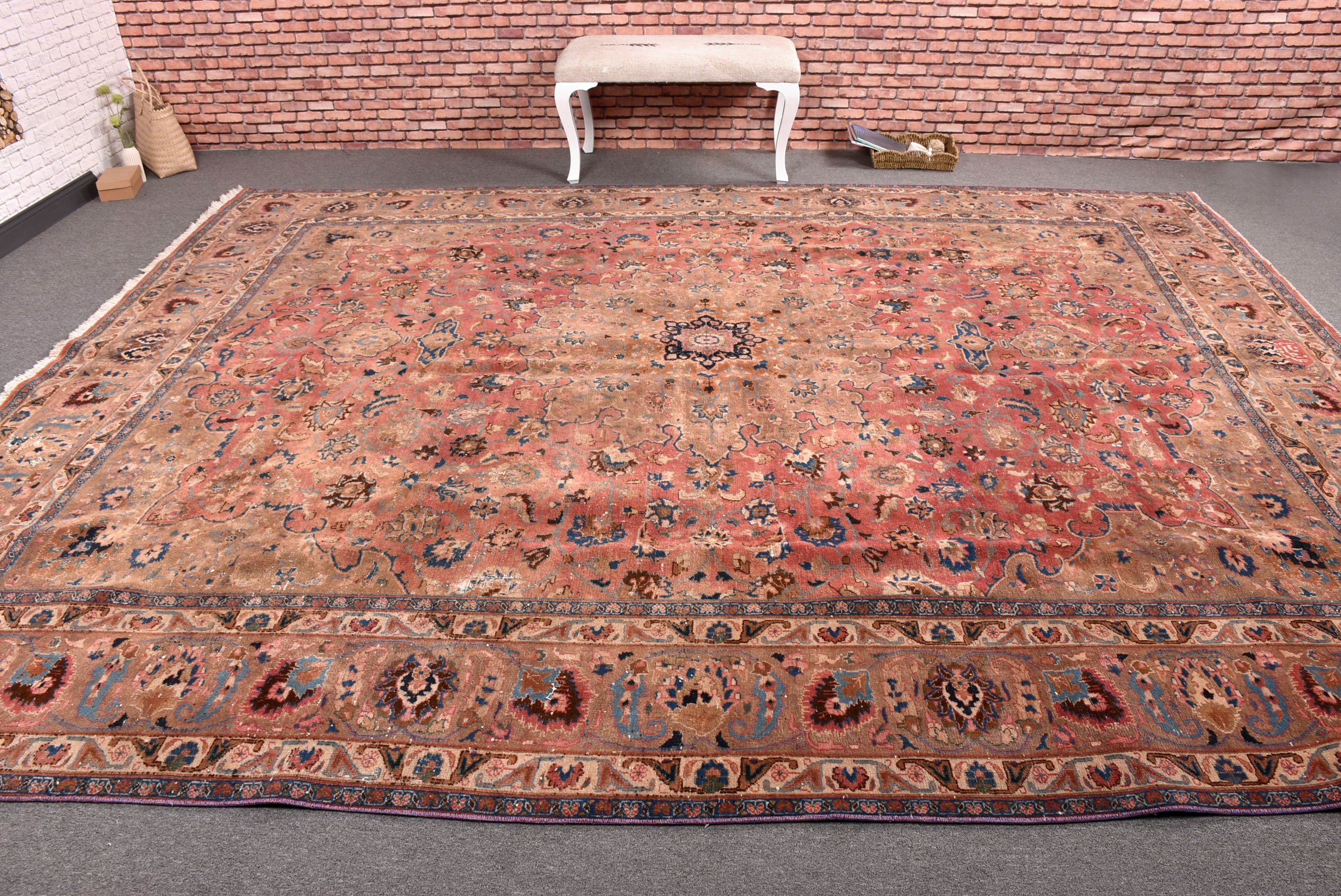 9.6x12.3 ft Büyük Boy Halılar, Vintage Halılar, Açıklama Halıları, Ev Dekorasyonu Halıları, Türk Halısı, Oturma Odası Halısı, Pembe Yatak Odası Halısı, Salon Halısı