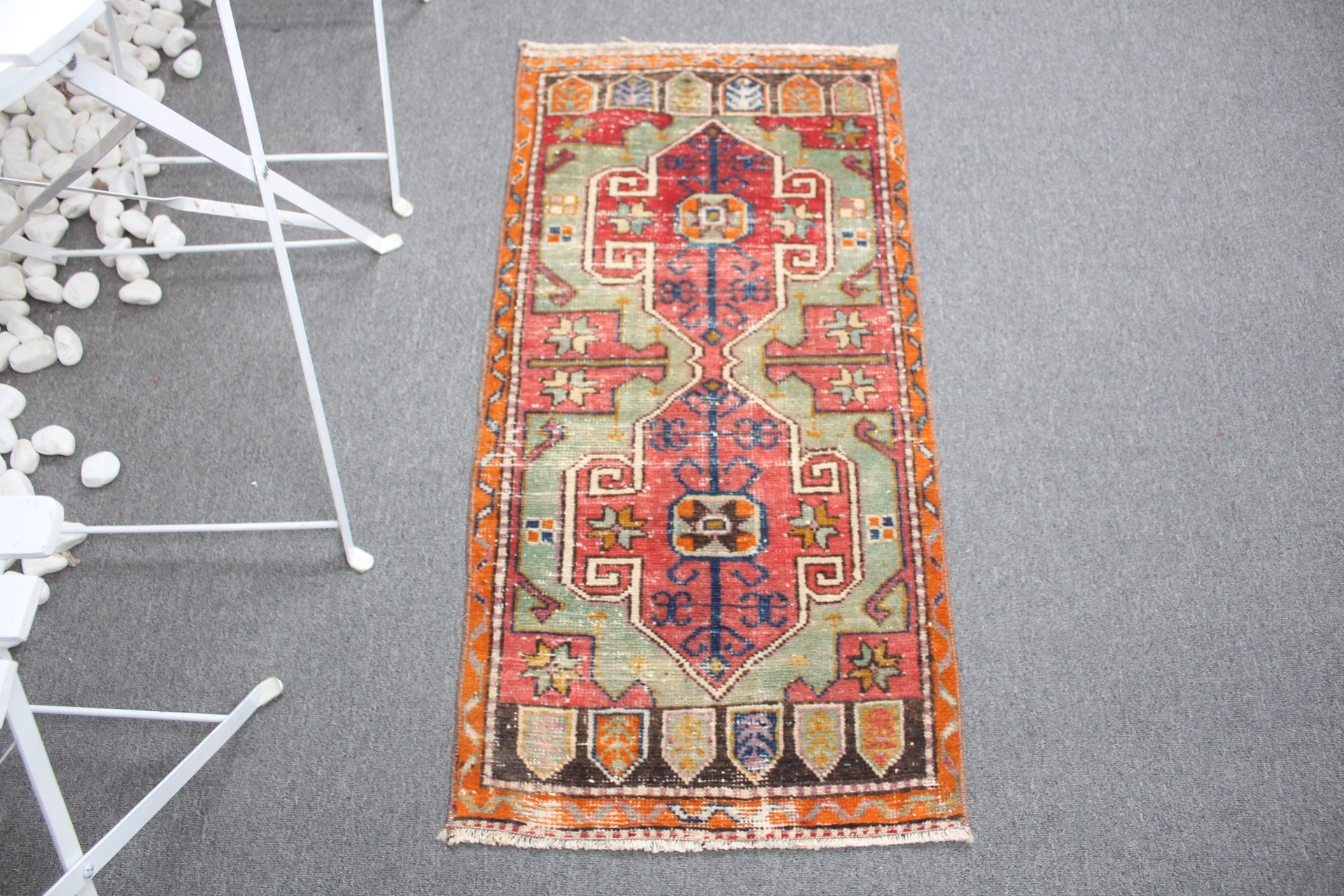 Vintage Rug, Door Mat Rug, Bath Mat Boho Rug, 1.7x3.5 ft Small Rugs, Red Oriental Rugs, Turkish Rug, Oushak Rug, Wool Rug, Wall Hanging Rug