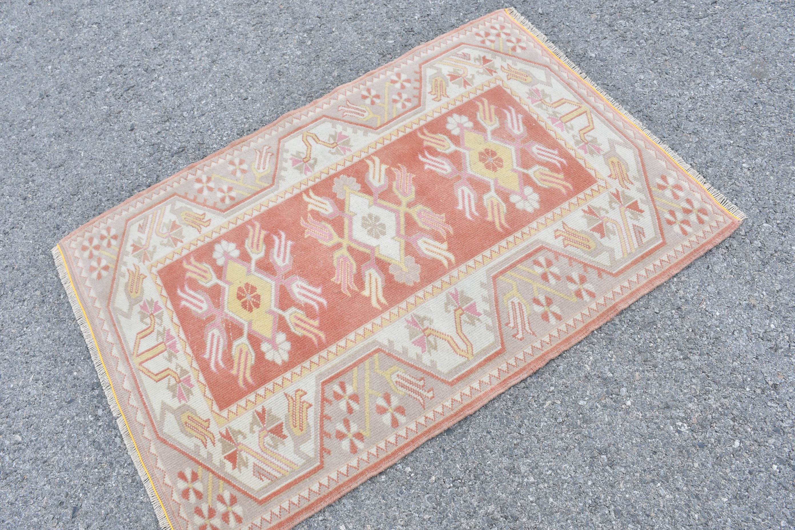 Pink Oushak Rug, Vintage Rugs, Oushak Rugs, Rugs for Kitchen, Wall Hanging Rugs, 2.9x4.2 ft Small Rug, Wool Rug, Kitchen Rugs, Turkish Rug