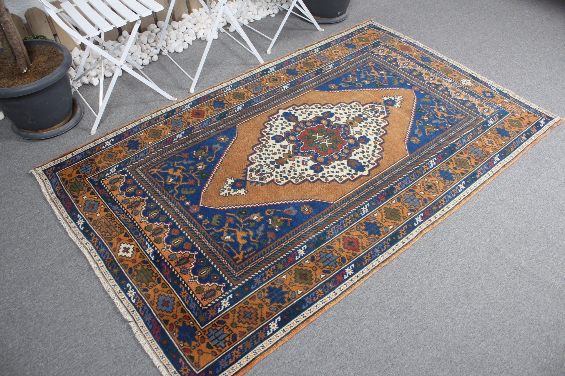 Vintage Rugs, 4.1x6.9 ft Area Rug, Organic Rug, Kitchen Rug, Blue Home Decor Rug, Turkish Rugs, Bedroom Rugs, Rugs for Bedroom, Floor Rugs