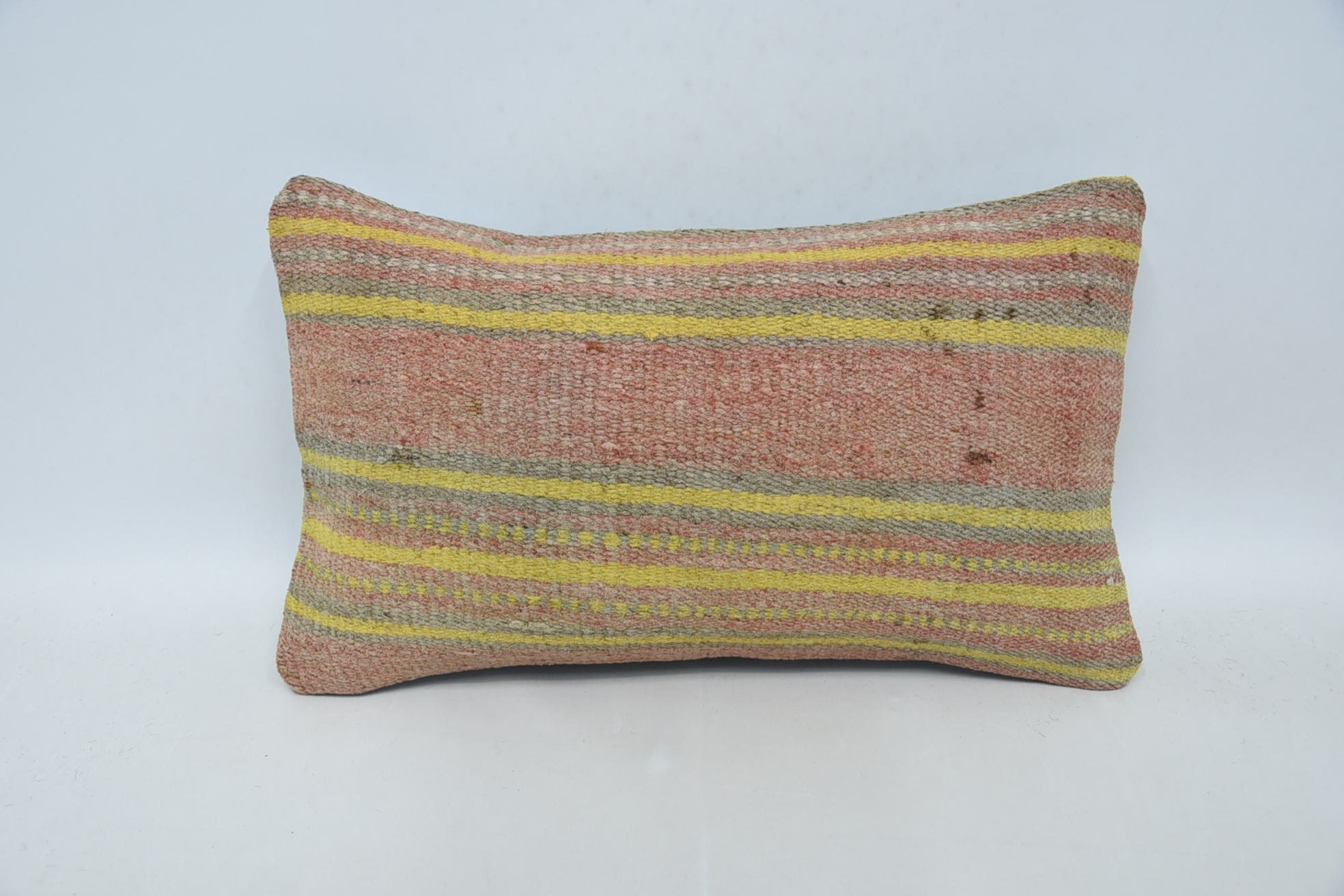 Living Room Throw Cushion, Throw Kilim Pillow, Cotton Pillow, Aztec Cushion, Vintage Pillow, 12"x20" Pink Pillow Cover, Kilim Pillow Cover