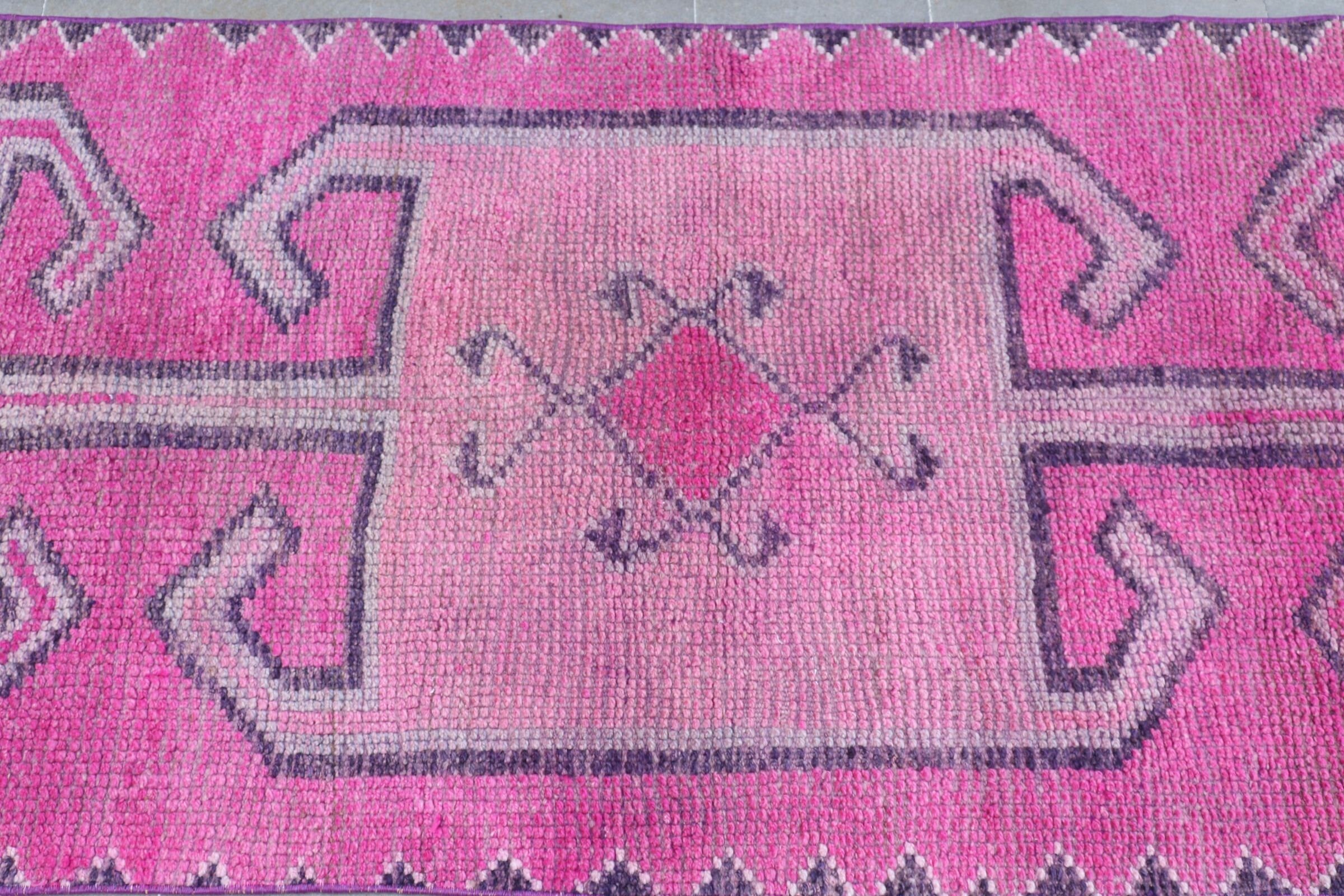 Pink  3x11.2 ft Runner Rug, Corridor Rug, Rugs for Corridor, Stair Rug, Turkish Rug, Vintage Rug, Floor Rug, Anatolian Rug