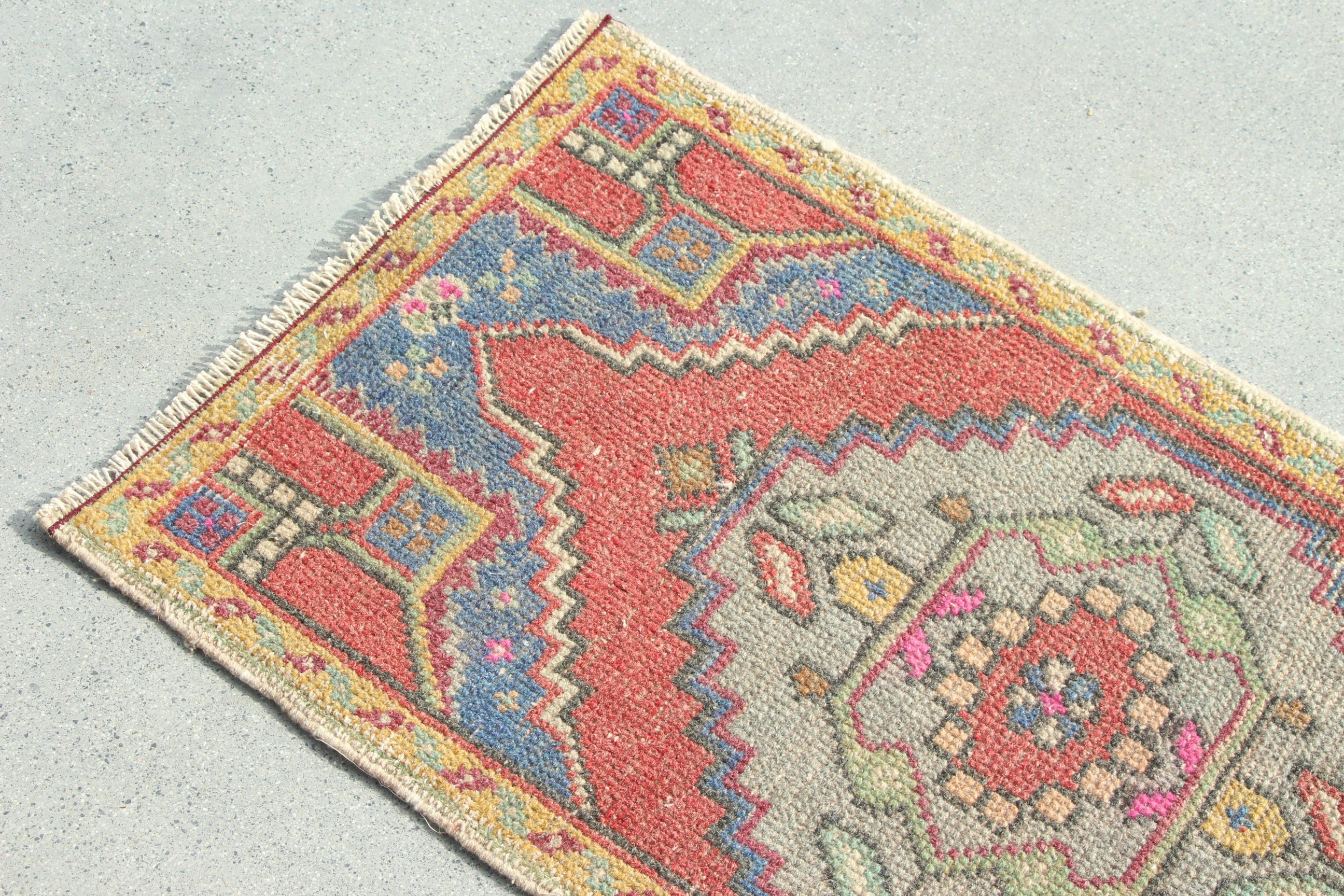 Kırmızı Nötr Halı, Yatak Odası Halısı, Vintage Halılar, Küçük Boho Halıları, Lüks Halı, Kapı Paspası Halısı, 1.6x3.2 ft Küçük Halılar, El Yapımı Halı, Türk Halıları