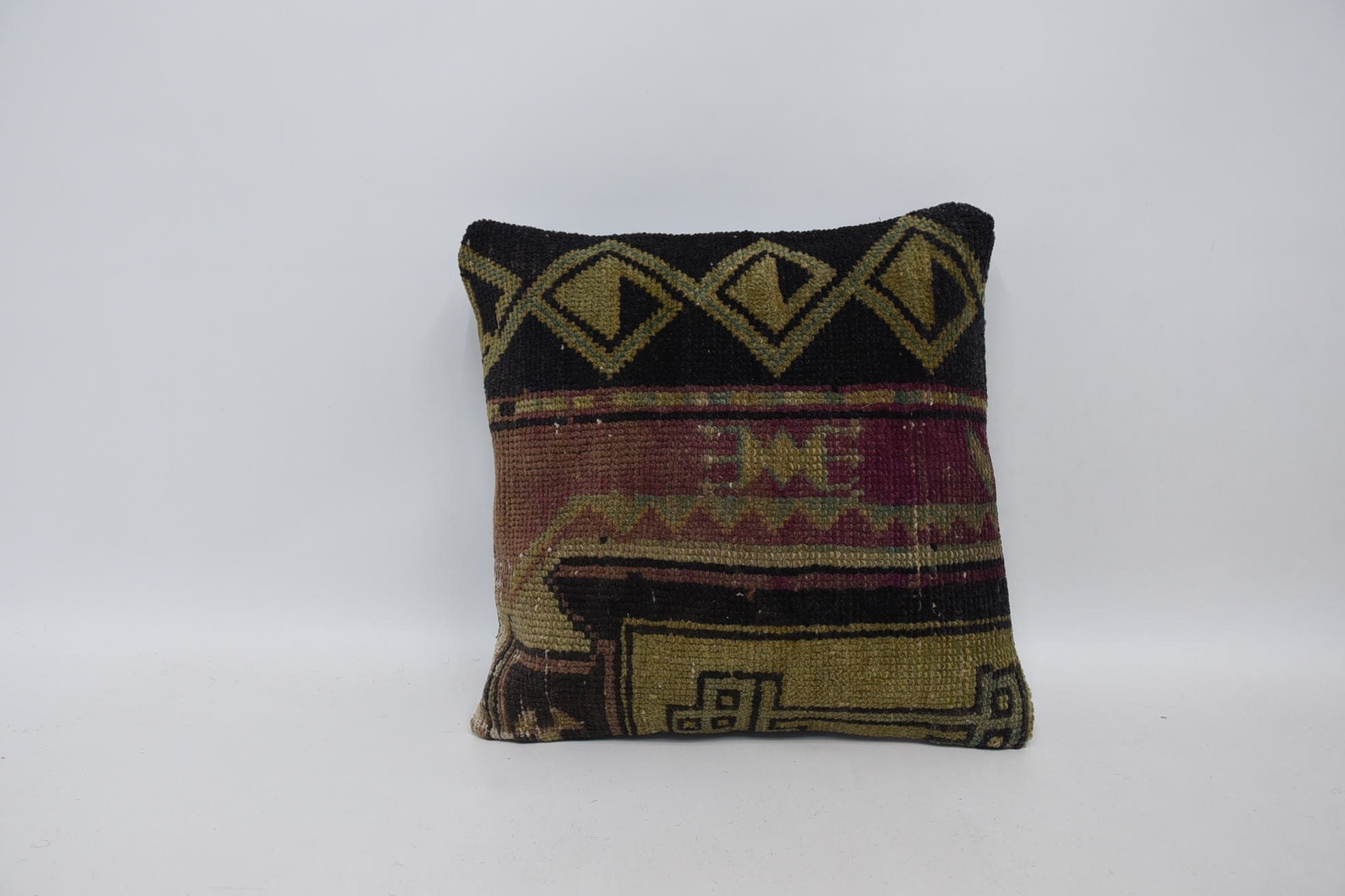 Vintage Kilim Kırlent, Kilim Yastık Kılıfı, Vintage Kilim Yastık Yastık Kılıfı, 16"x16" Sarı Yastık Kılıfı, Vintage Yastık