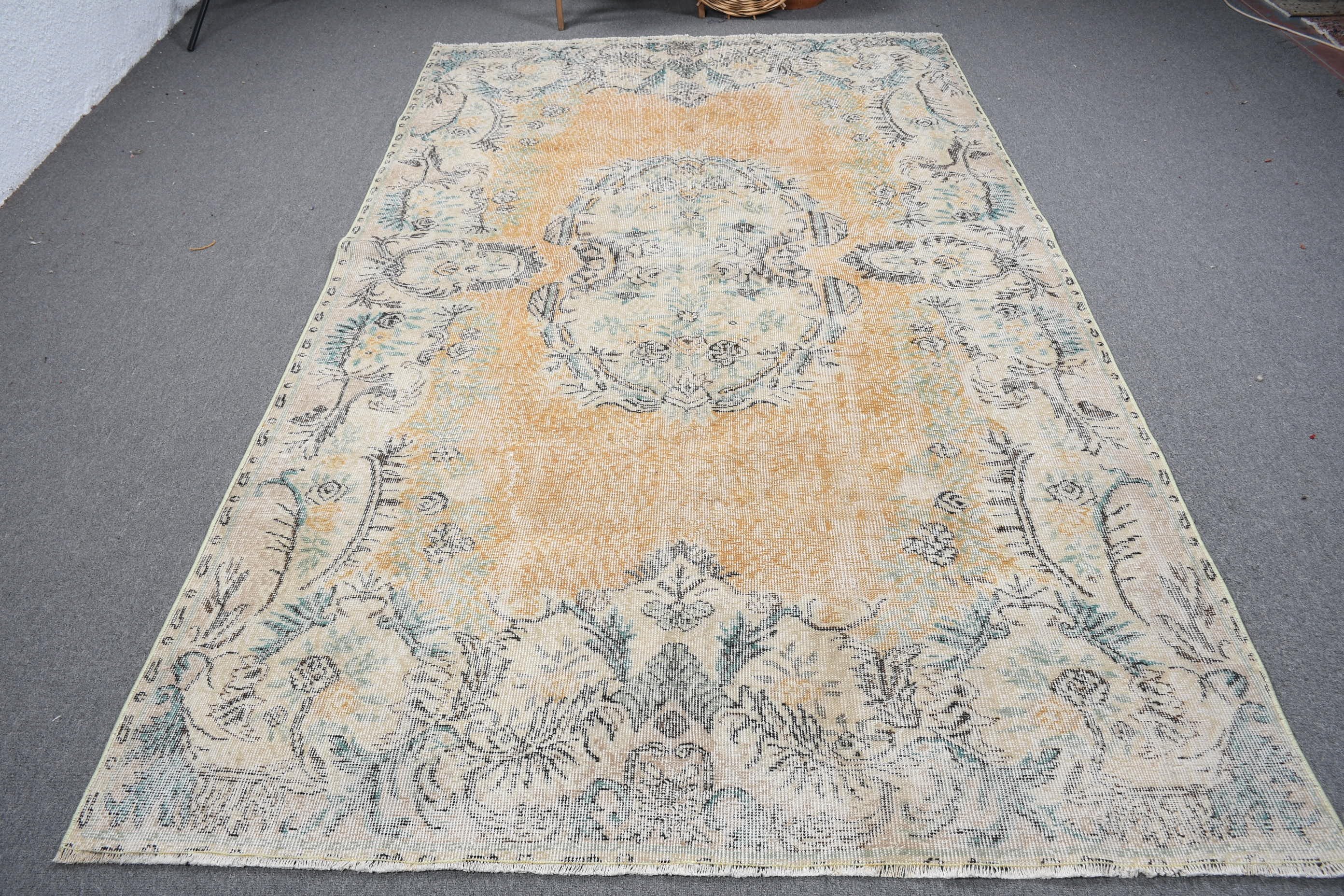 Vintage Halı, 5.8x9.6 ft Büyük Halılar, Antika Halı, Salon Halısı, Sarı Soğuk Halı, Yatak Odası Halıları, Fas Halısı, Türk Halısı, Salon Halıları