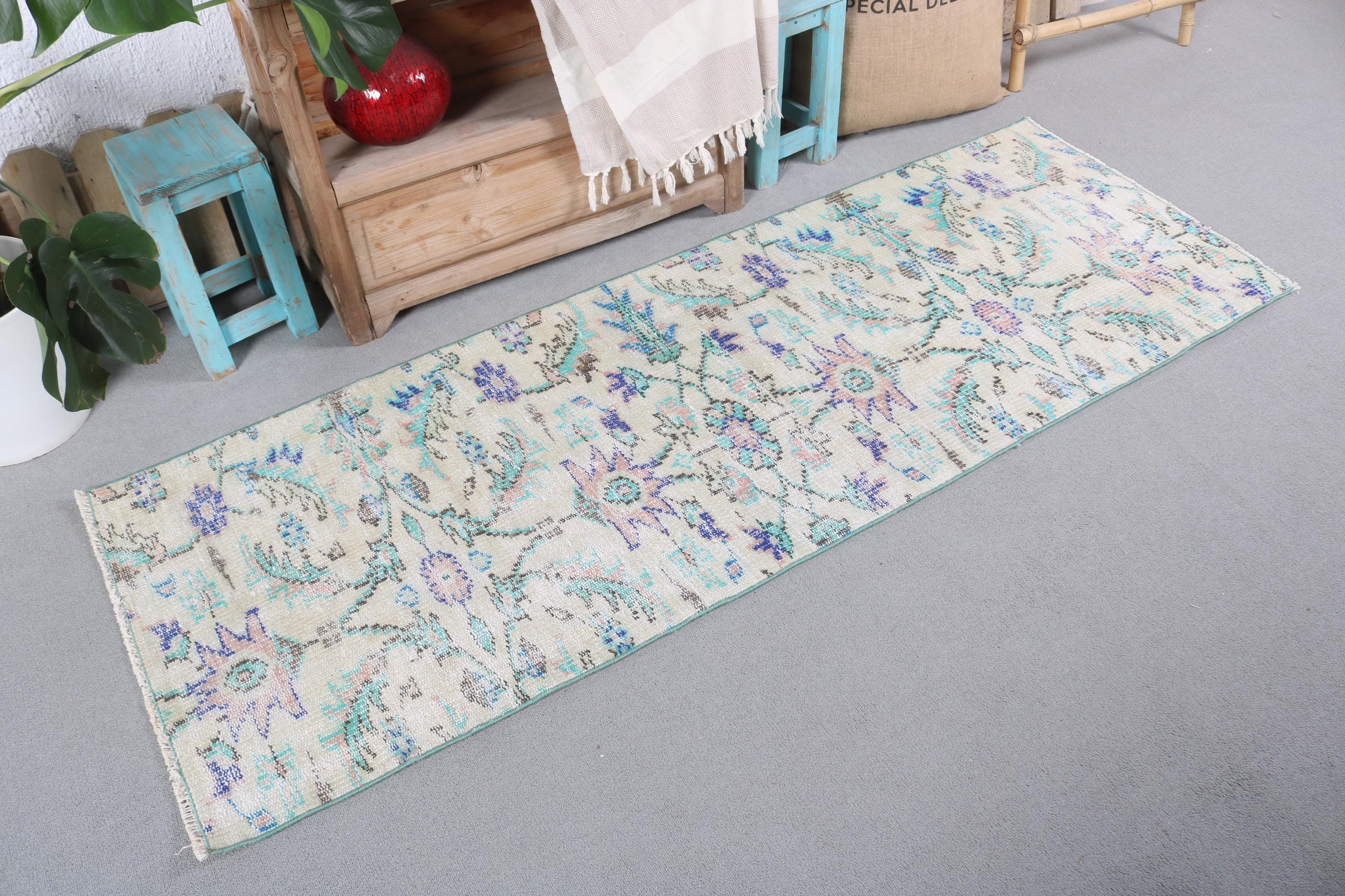 Koridor Halısı, Vintage Halılar, Kabile Halısı, Bej Lüks Halı, Havalı Halı, Türk Halısı, Oushak Halısı, 2.3x6.6 ft Runner Halısı, Beni Ourain Runner Halısı