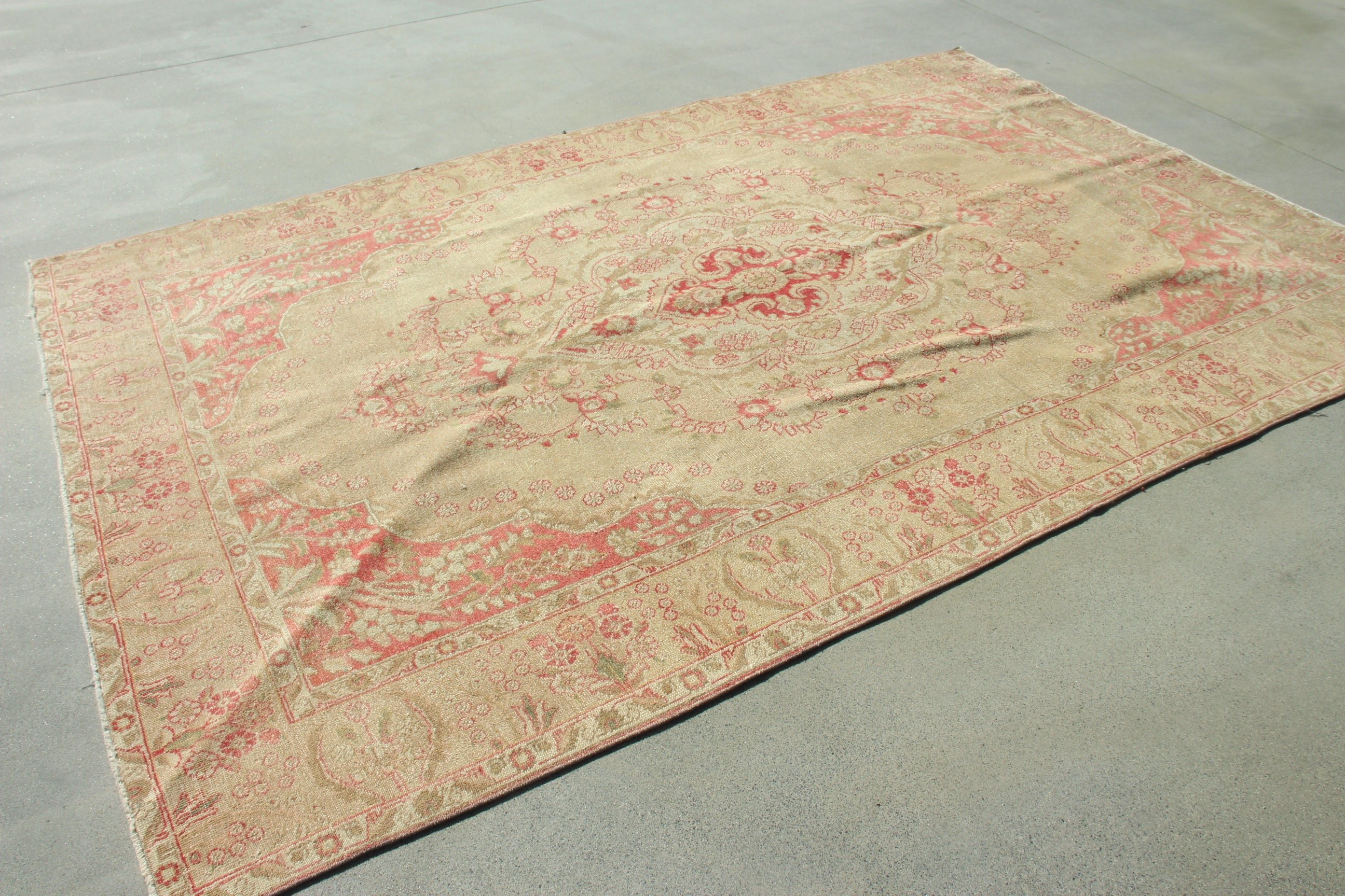 Large Boho Rug, Vintage Rugs, Pink Anatolian Rugs, Turkish Rug, Large Vintage Rugs, Oriental Rugs, Moroccan Rug, 6.5x9.9 ft Large Rug