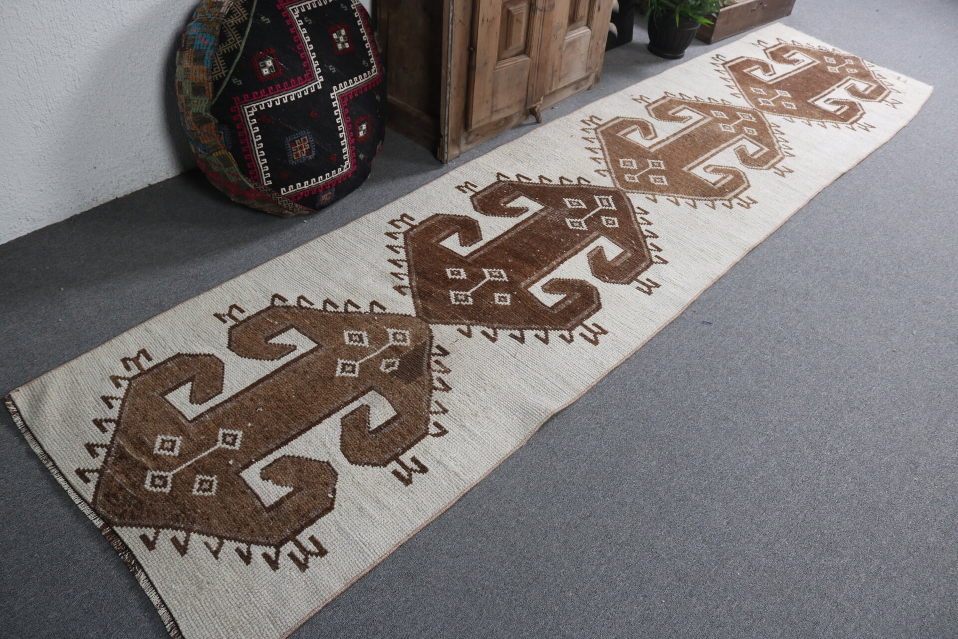 2.7x11.5 ft Runner Rugs, Kitchen Rugs, Boho Rug, Beige Cool Rugs, Turkish Rugs, Long Runner Rug, Statement Rug, Vintage Rug