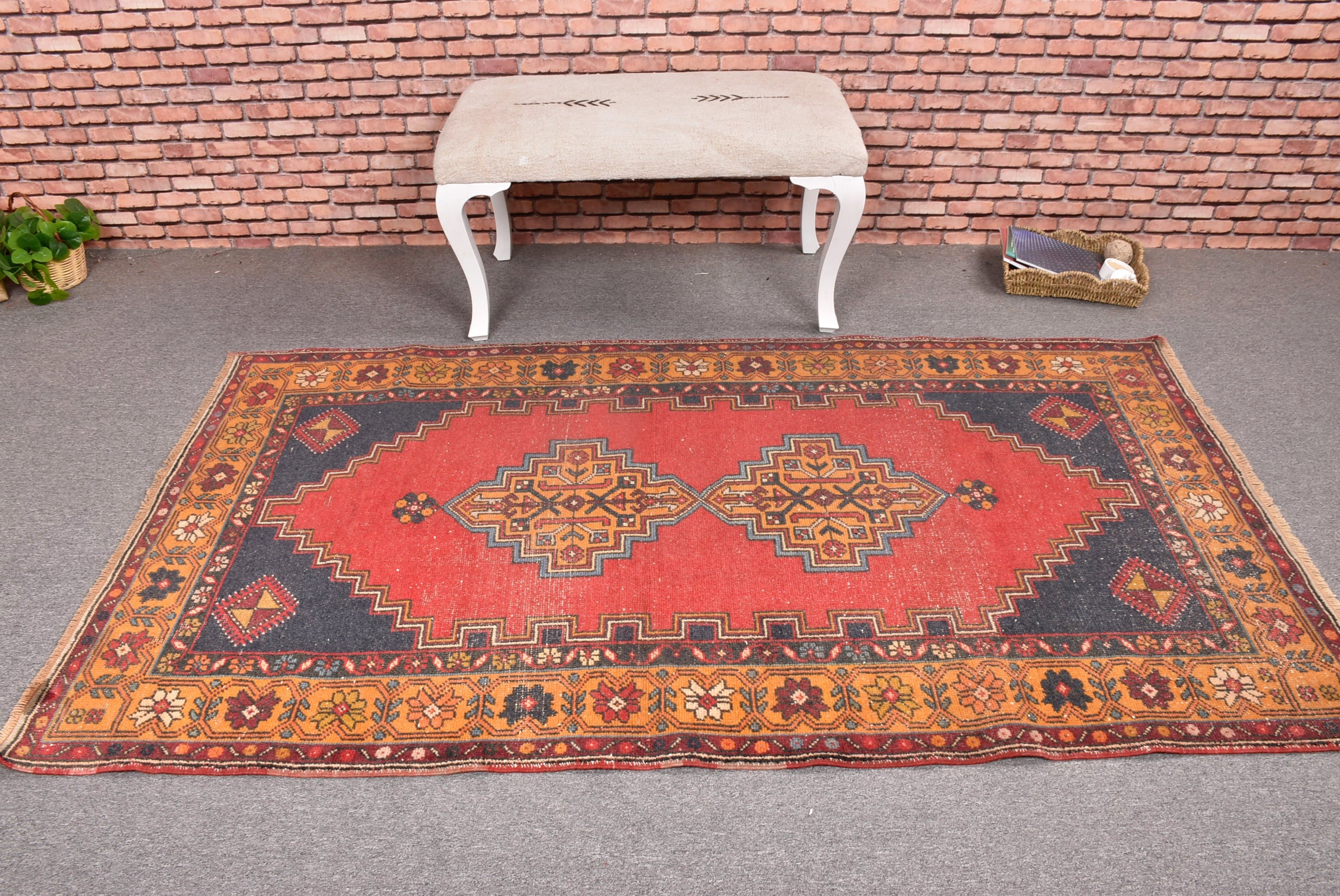 Türk Halıları, Yemek Odası Halıları, Sarı Boho Halısı, Fas Halısı, Mutfak Halısı, Vintage Halı, 3,8x7 ft Alan Halıları, El Dokuma Halıları, Yer Halısı