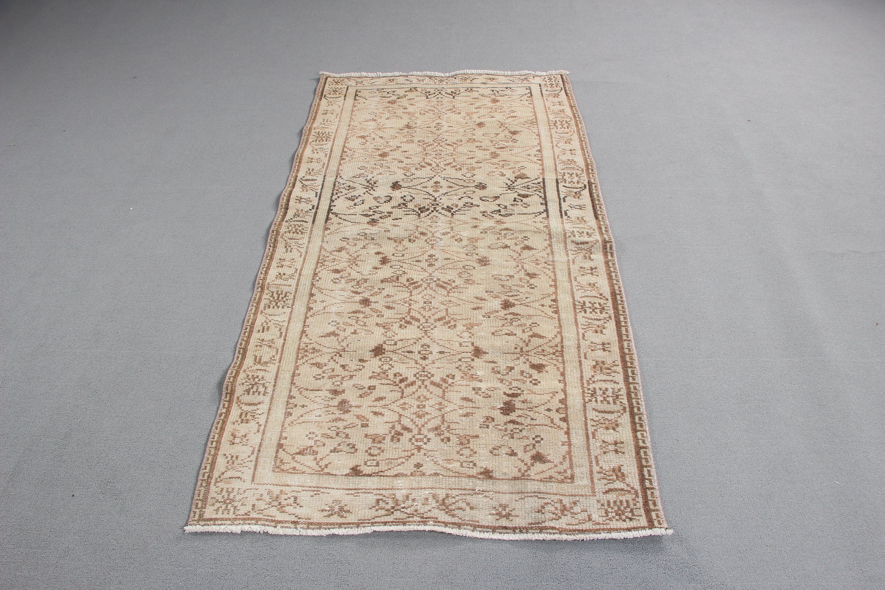 Türk Halısı, 3.2x6.1 ft Aksan Halıları, Boho Halıları, Vintage Halı, El Dokuma Halı, Vintage Vurgu Halısı, Yatak Odası Halıları, Bej Nötr Halılar, Havalı Halılar