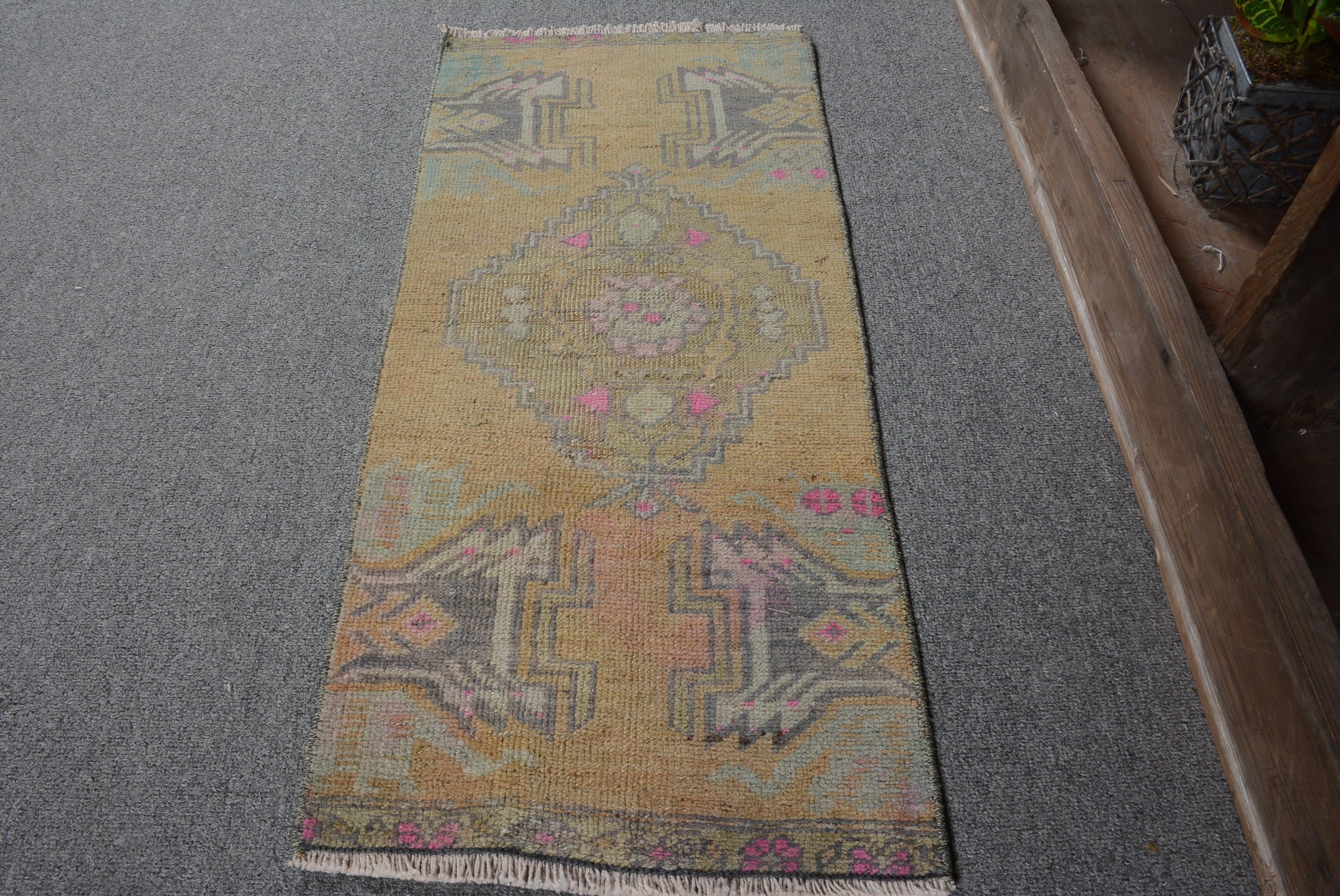 Turuncu Soğuk Halı, Oryantal Halı, Çocuk Halısı, 1.1x2.5 ft Küçük Halı, Vintage Halı, Banyo Halıları, Araba Paspas Halısı, Türk Halısı, Antika Halı