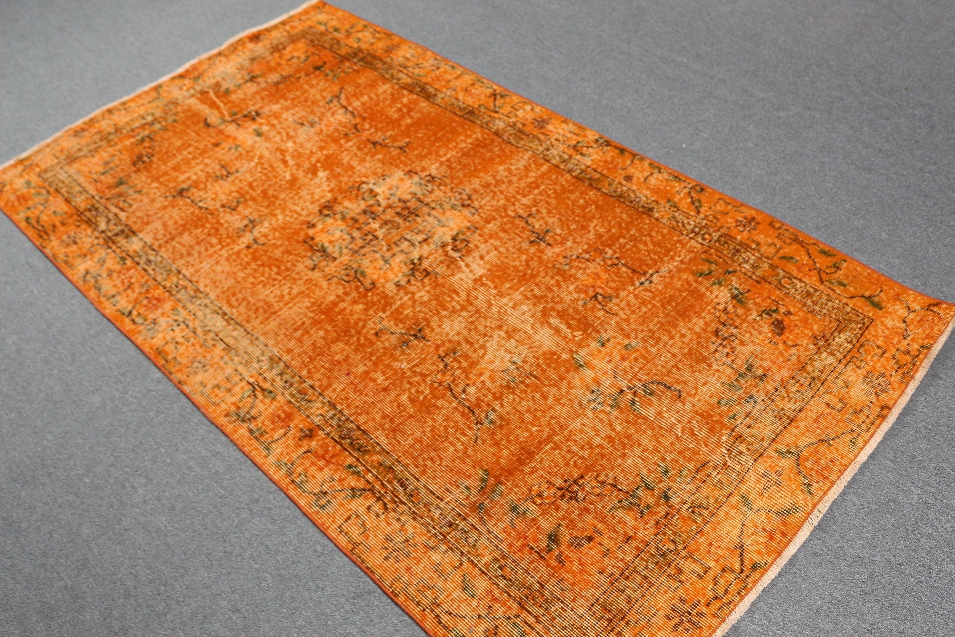 Vintage Rug, Antique Rug, Old Rugs, 3.7x6.7 ft Area Rug, Orange Home Decor Rugs, Floor Rugs, Turkish Rugs, Dining Room Rug, Bedroom Rug