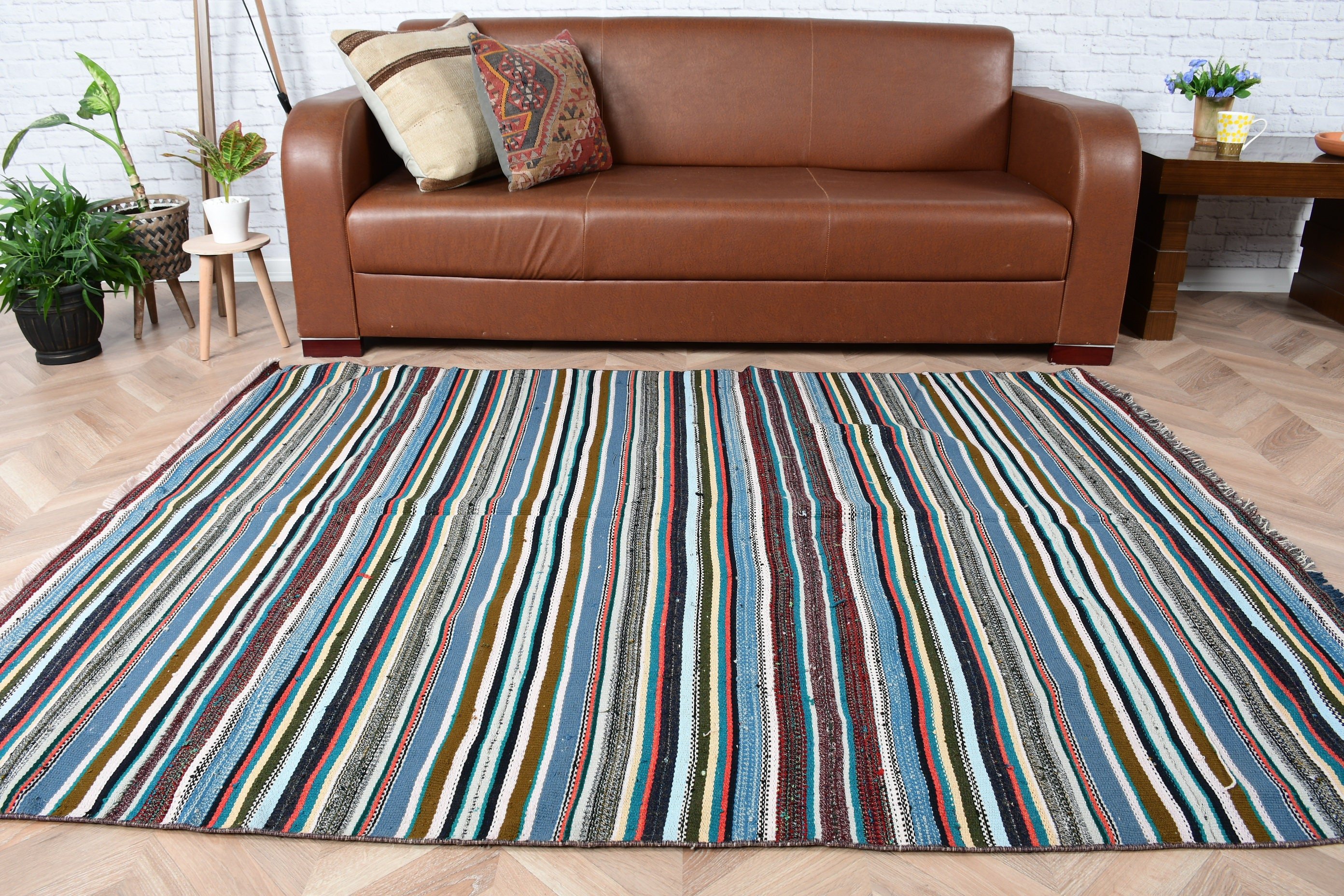 Oturma Odası Kilim, Oturma odası Kilim, 148x198 cm Oturma odası Kilim, Antik Kilim, Mavi Oryantal Kilim, Türk Kilim, Yemek odası Kilim