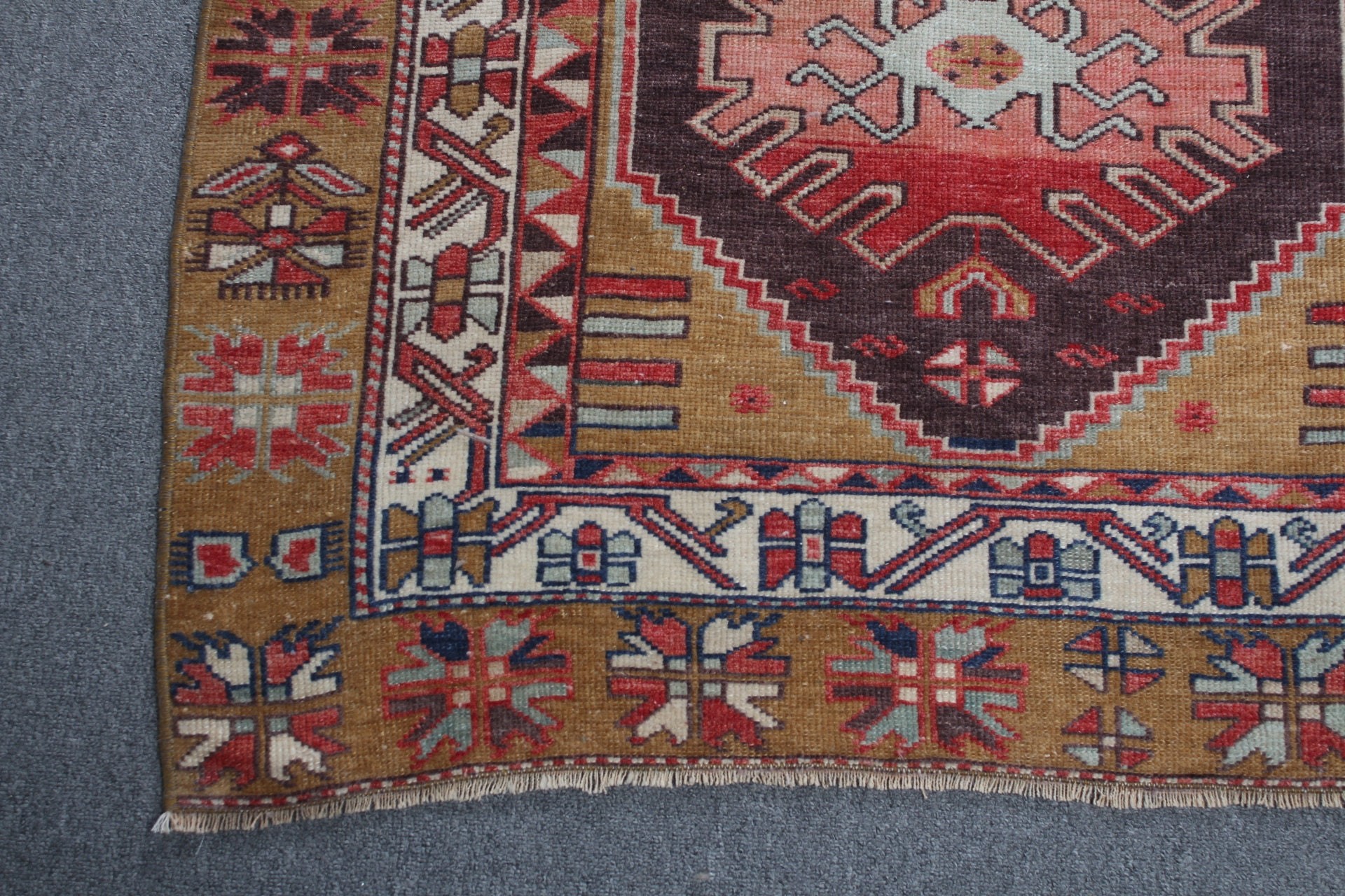 Koridor Halısı, Boho Halısı, Mutfak Halıları, Kırmızı Oryantal Halısı, Türk Halısı, Vintage Halısı, Mutfak Halısı, Oushak Halıları, 3,3x12,1 ft Runner Halıları