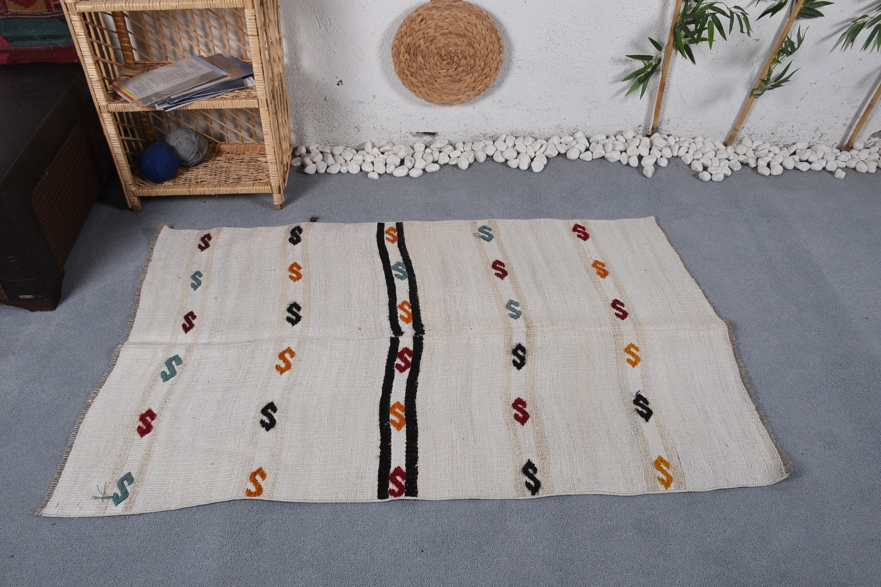 Kitchen Rugs, Colorful Rugs, Oriental Rugs, Entry Rug, Turkish Rugs, Rugs for Entry, Muted Rug, 3.3x5.1 ft Accent Rug, Vintage Rugs