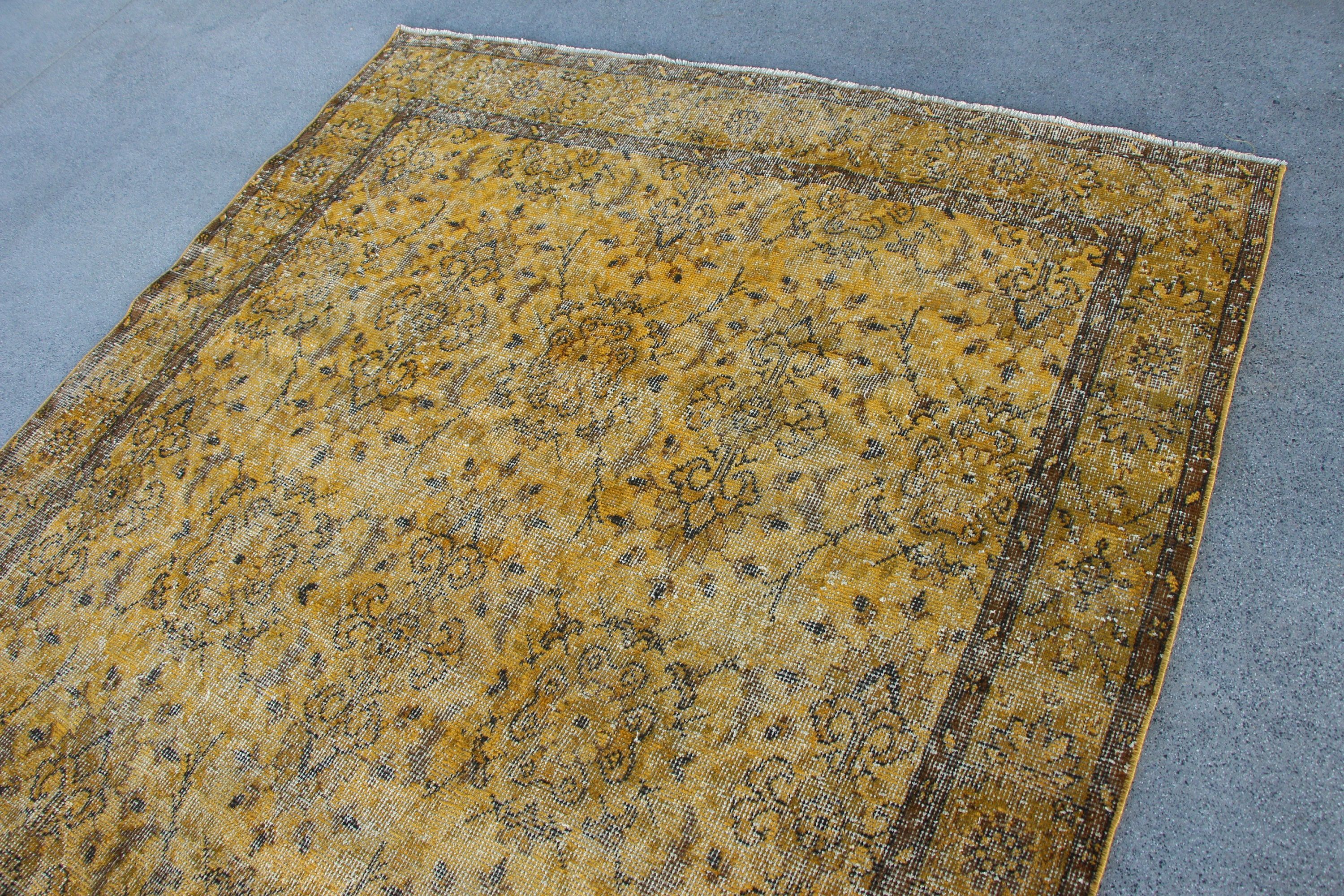 5.8x9.6 ft Büyük Halı, Organik Halı, Sarı Fas Halısı, Yemek Odası Halısı, Vintage Halı, Salon Halısı, Türk Halısı, Havalı Halılar, Anadolu Halısı