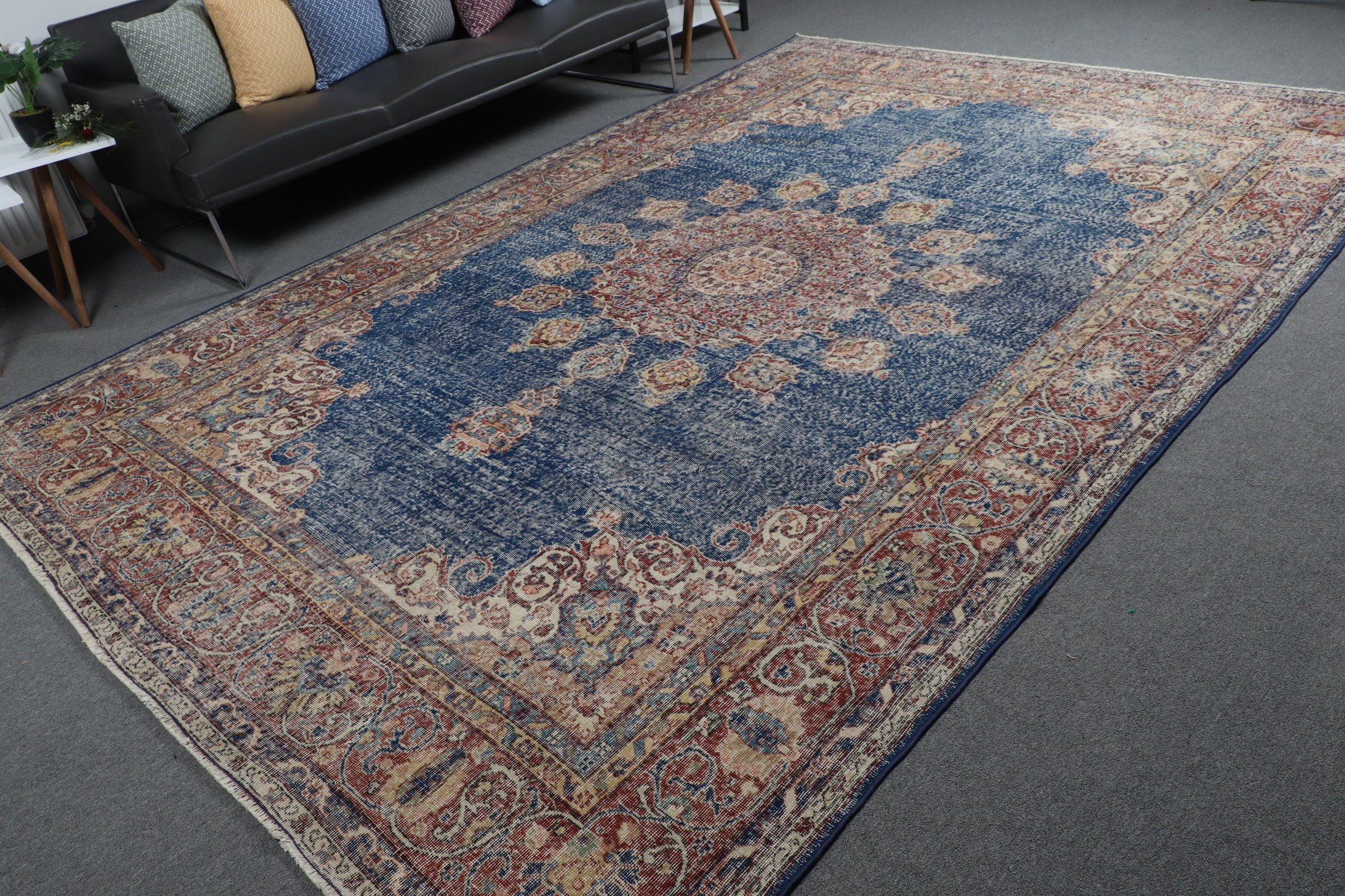 8.2x12.3 ft Oversize Rug, Antique Rug, Turkish Rug, Living Room Rugs, Blue Home Decor Rug, Vintage Rug, Dining Room Rug, Home Decor Rugs