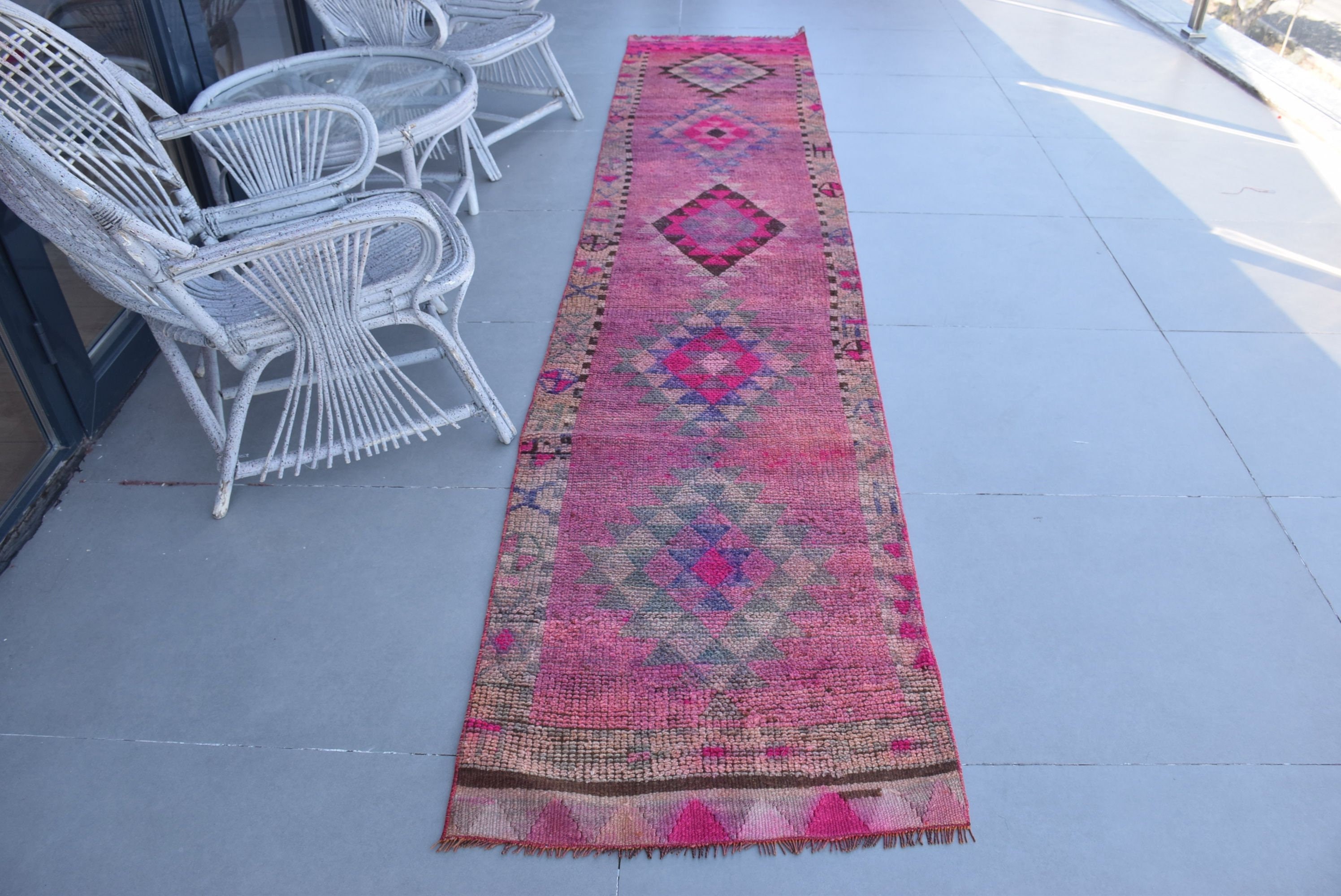 Anadolu Halısı, Mutfak Halıları, Vintage Halı, Türk Halıları, Oryantal Halı Yolluk Halıları, Merdiven Halıları, 2.4x11.7 ft Yolluk Halısı, Mavi Mutfak Halısı