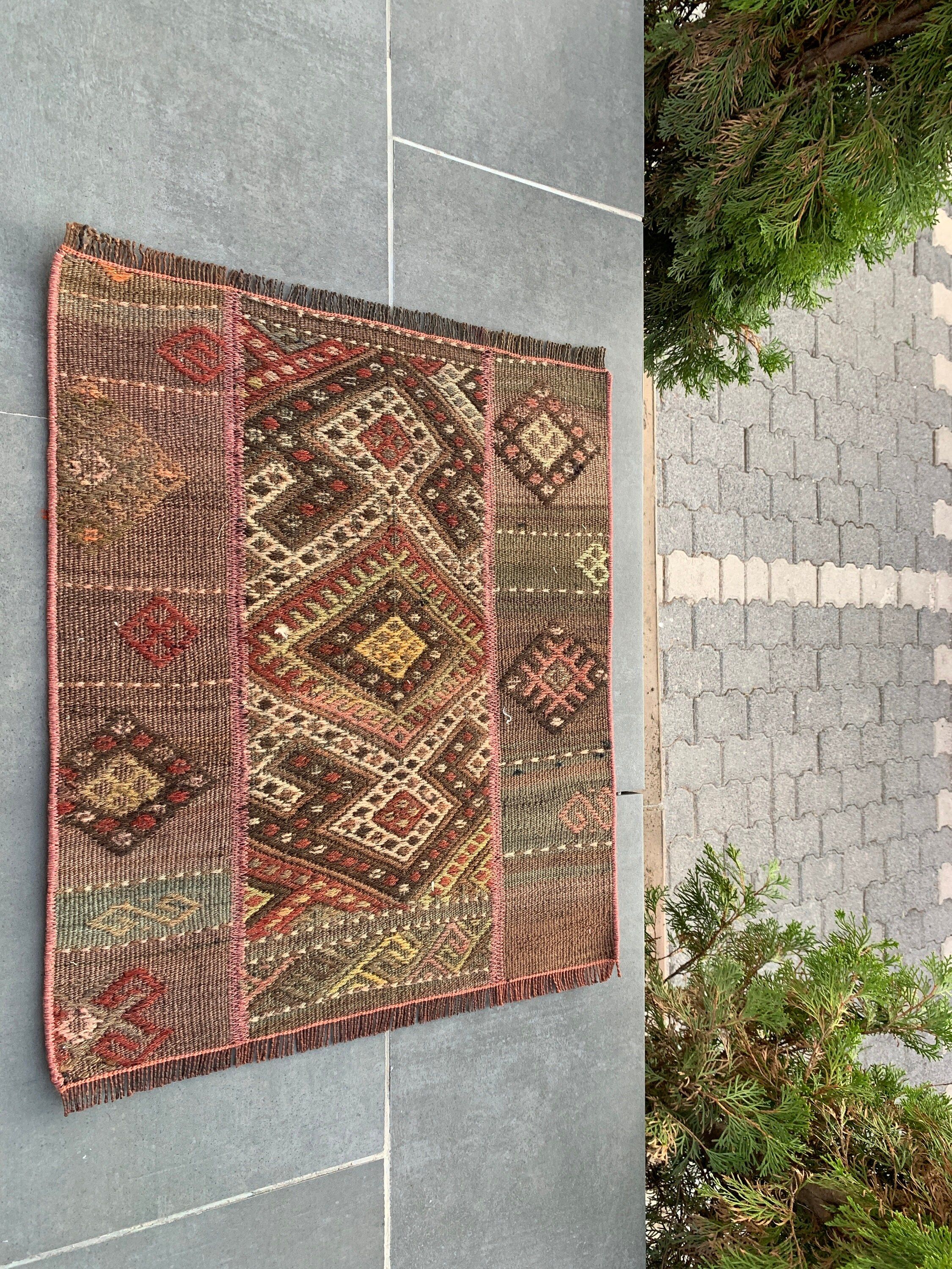 Araba Paspas Halıları, Yün Halı, Banyo Halıları, Soğuk Halı, Vintage Halı, Özel Halı, Kahverengi Yer Halıları, Giriş Halıları, 1.7x2 ft Küçük Halı, Türk Halısı